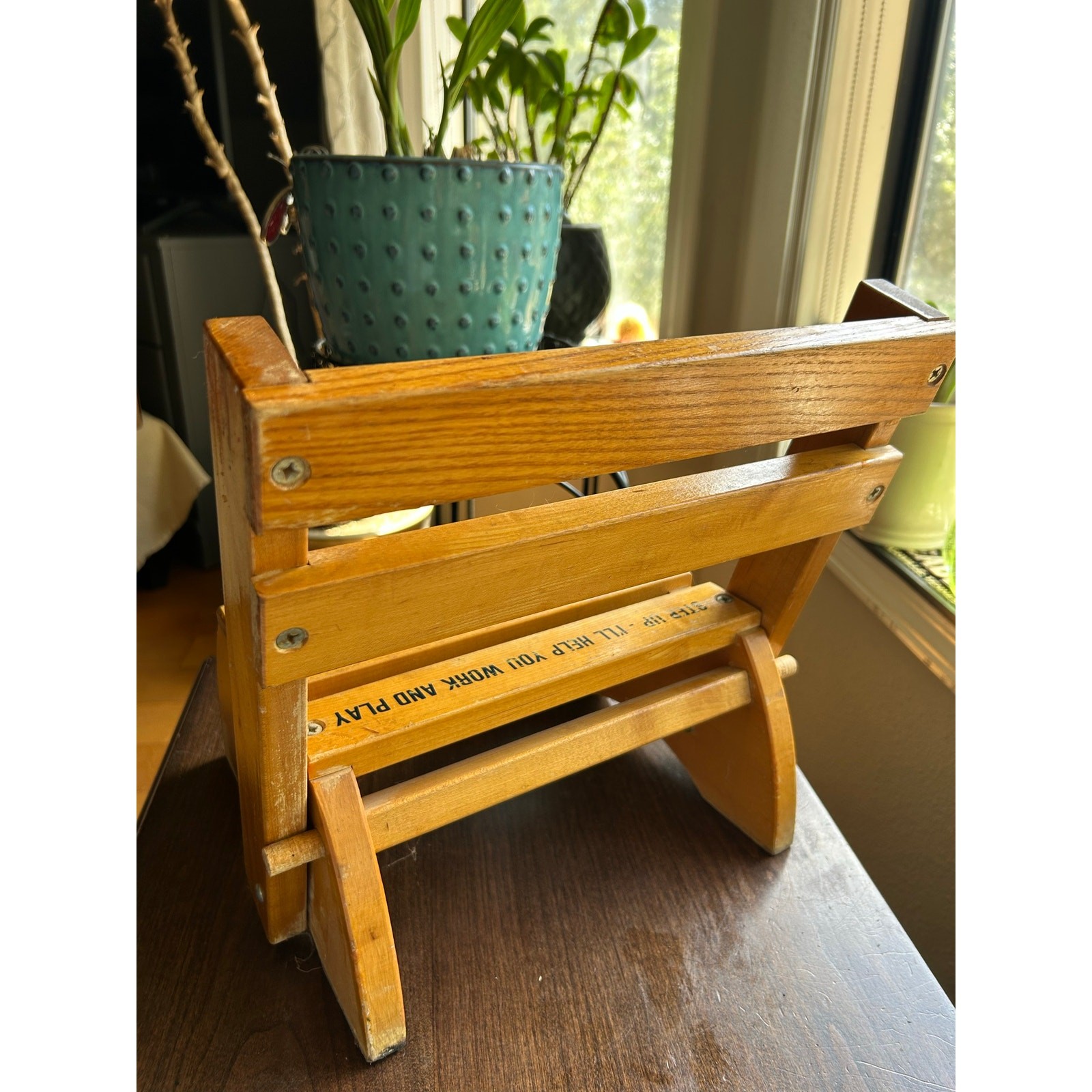 vintage Nu-Line Industries wood children’s folding step stool chair combo 1950s