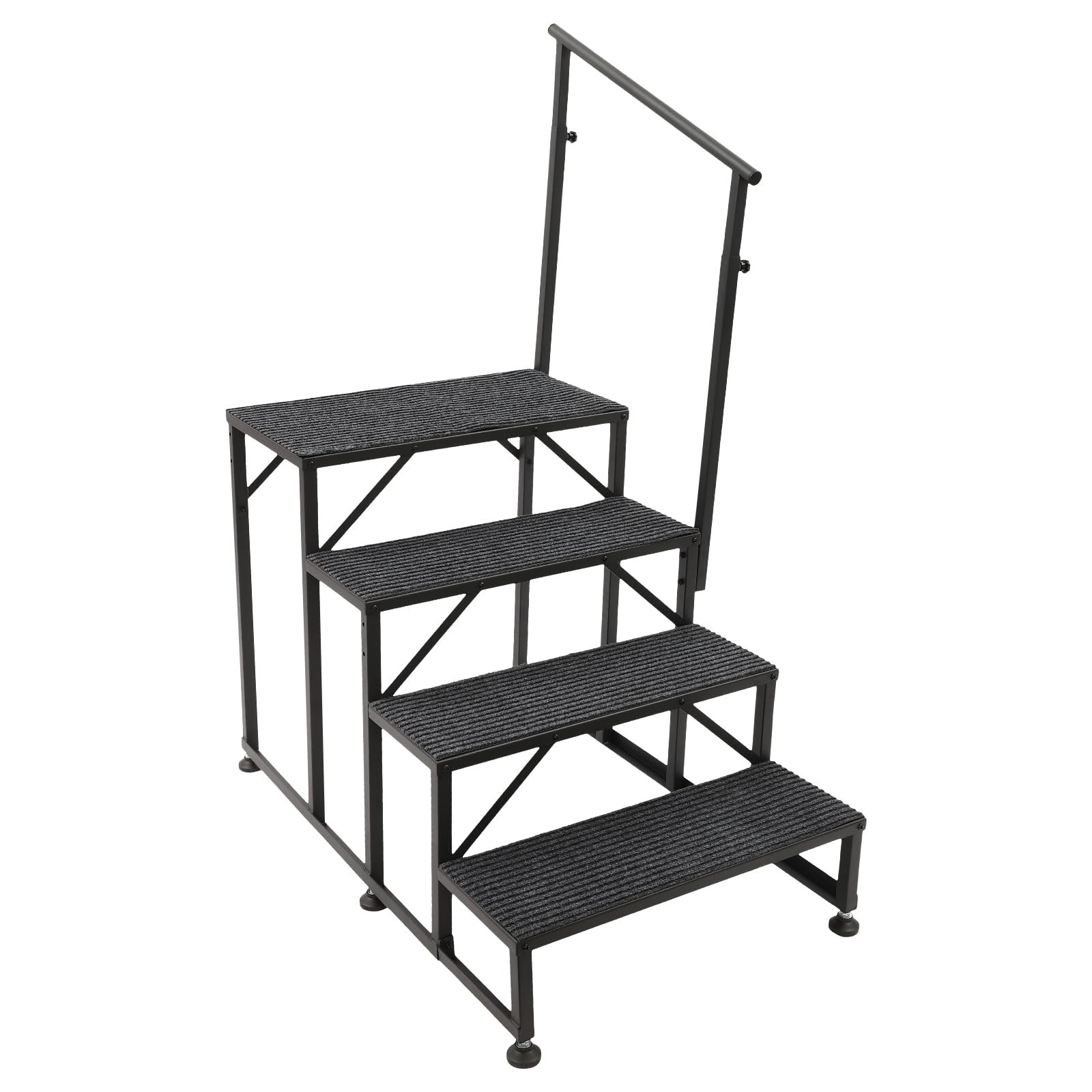 Heavy Duty 4 Step Hot Tub RV Steps with Single Handrail Anti Slip Mats