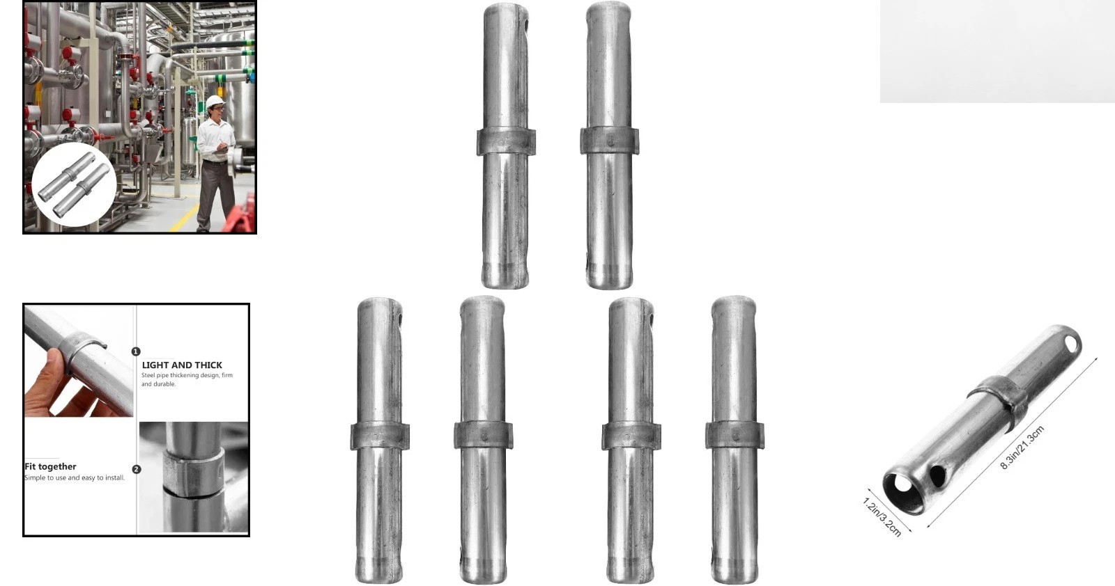 Alloy Steel Scaffolding Pins Set of 6 – Spring Locking Coupling, 1.39 in