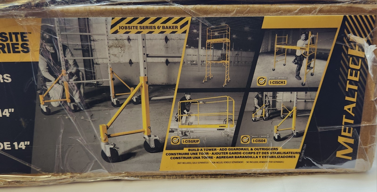 MetalTech I-CISO4 14” Scaffolding Outrigger Set w/ 5” Casters 4-Pack Baker – New