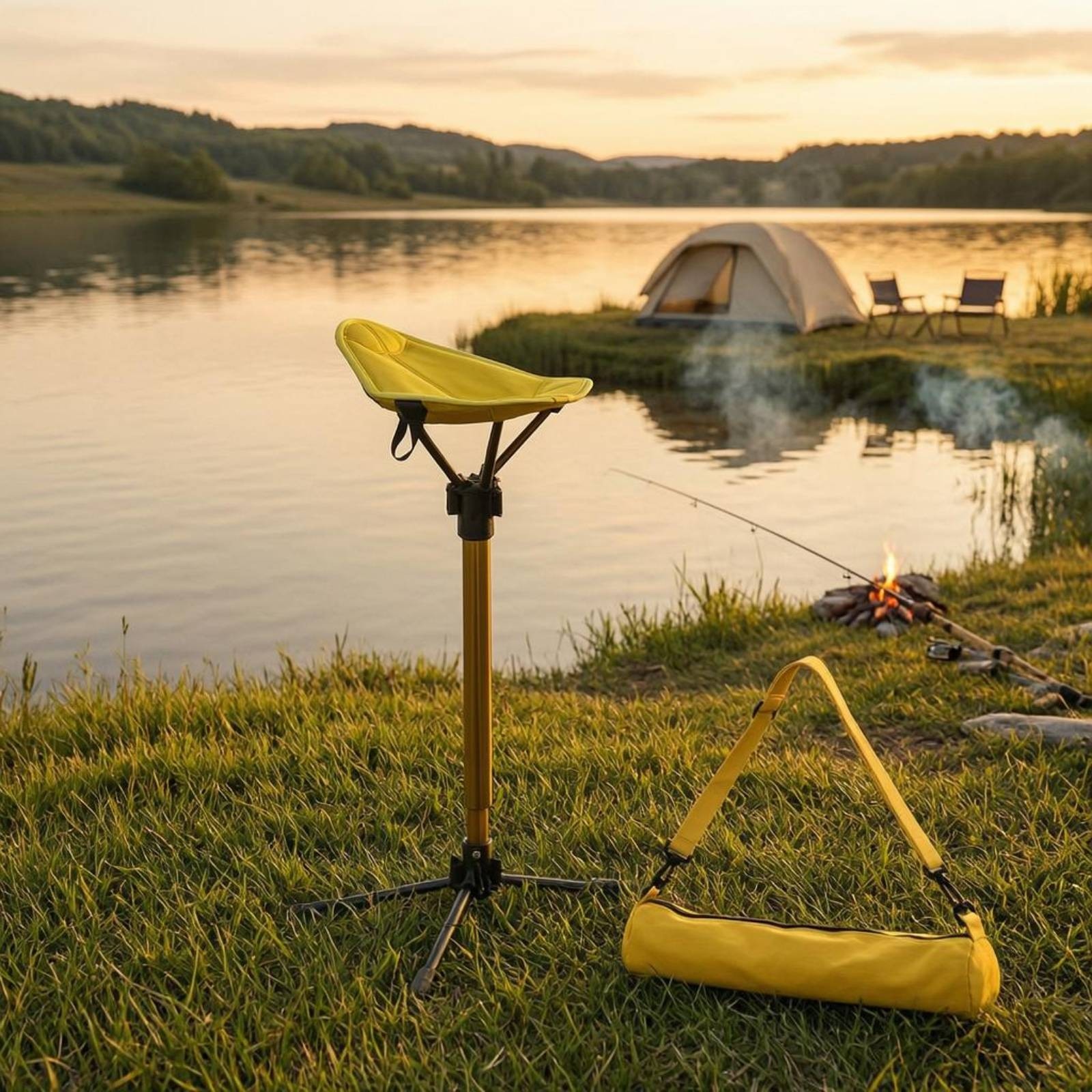 Telescopic Folding Stool Sturdy Portable Aluminum Camping Stool Lightweight