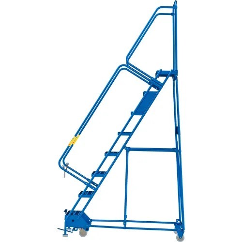 NEW 8 Step Steel Rolling Ladder, 24″W Perforated Step!!