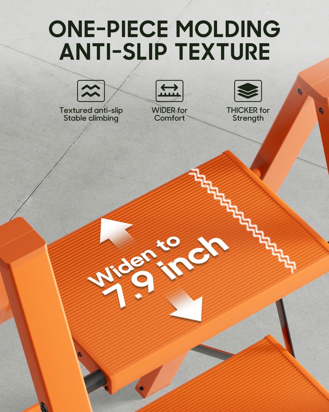 HillhutApex 2 Step Ladder, Lightweight Portable 2 Stool 2 Step, Orange