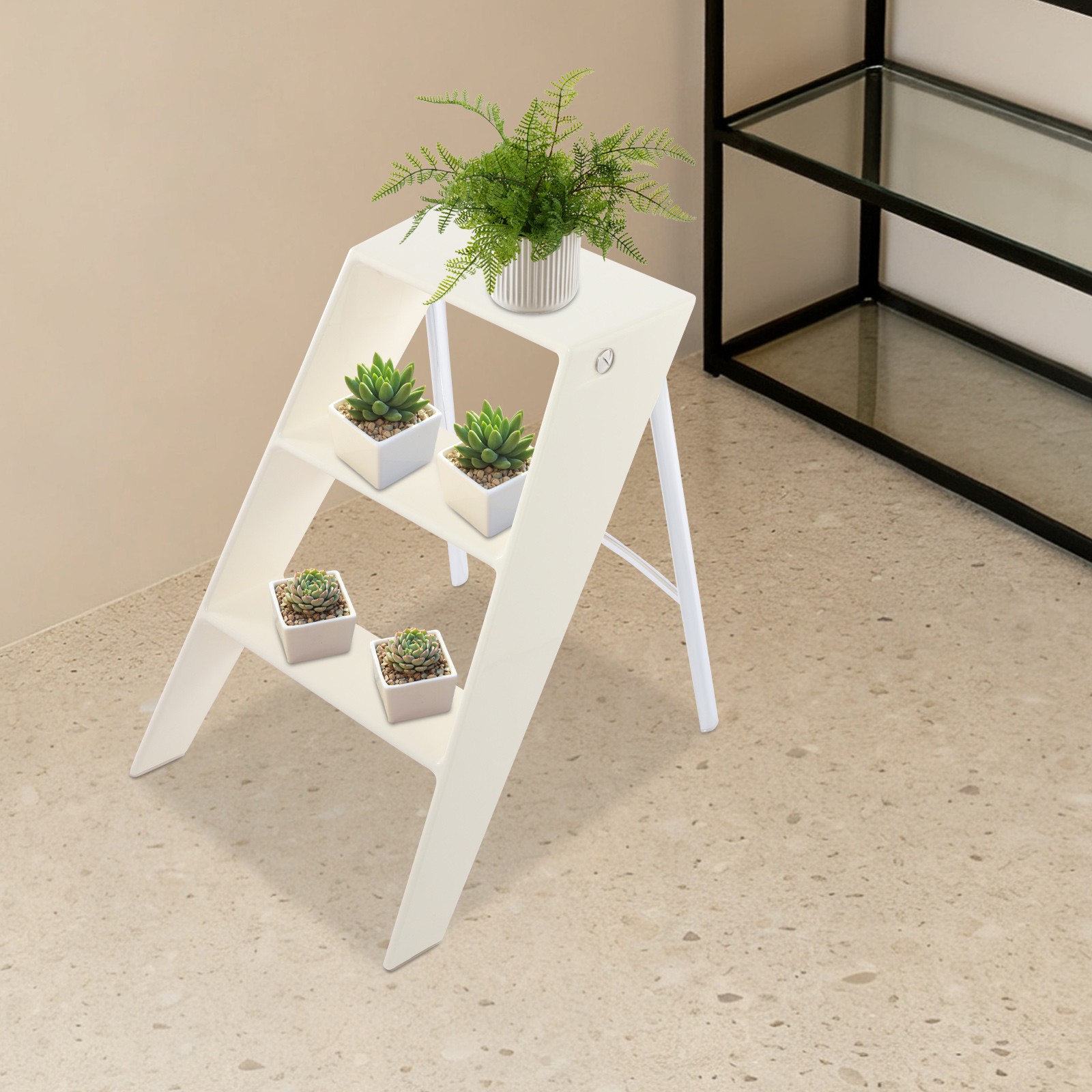 Portable Folding 3-step Step Stool With Anti-slip Features 220.46 Lbs Capacity.