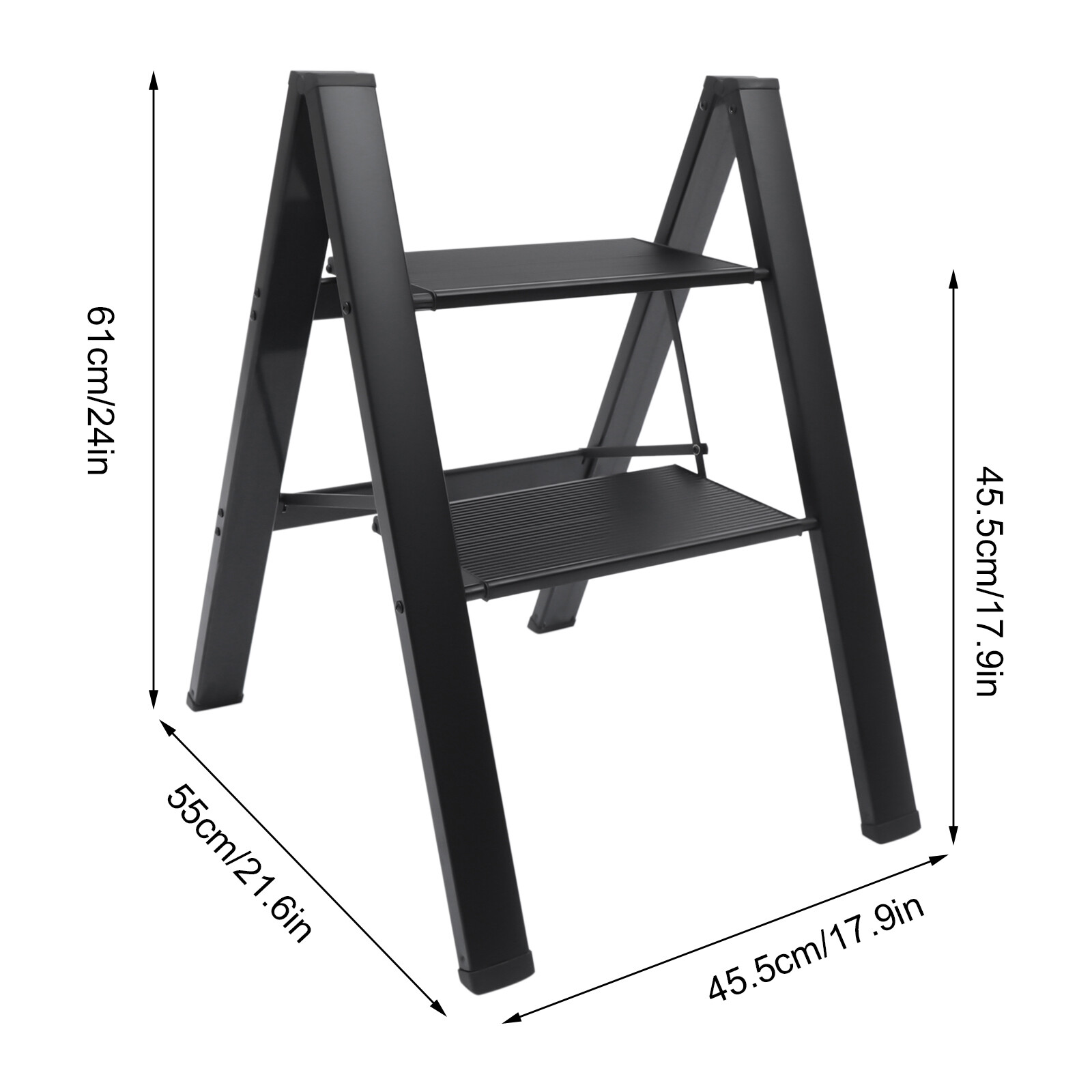 Portable Non-slip 2 Step Ladder Folding Platform Stool 330 lbs Load Heavy Duty