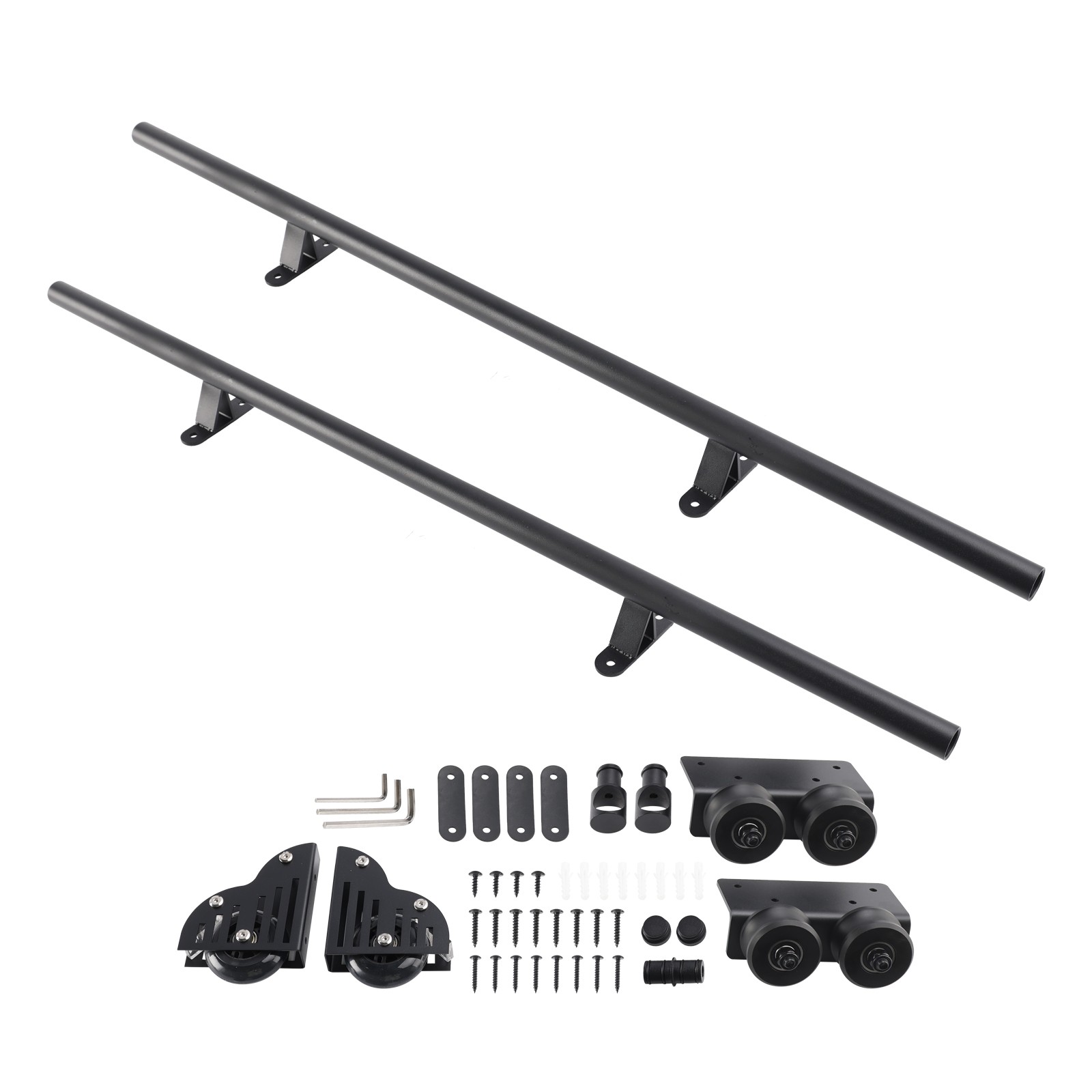 6.6FT Round Tube Rolling Library Sliding Ladder Hardware Kit with Brake