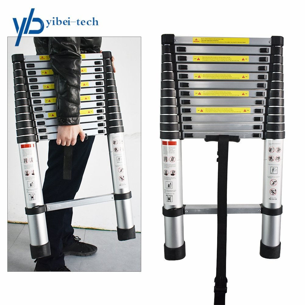 12.5FT Aluminum Multi Purpose Telescopic Extension Ladder Heavy Duty Step Ladder