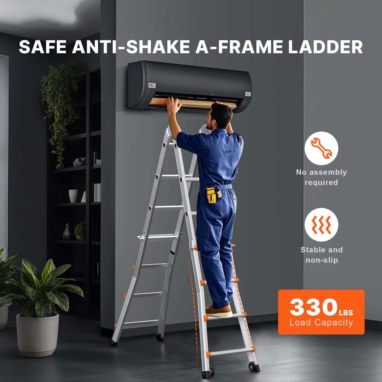 Telescoping Ladder A Frame, 20.5 FT Compact Aluminum Extension Ladder, Multi