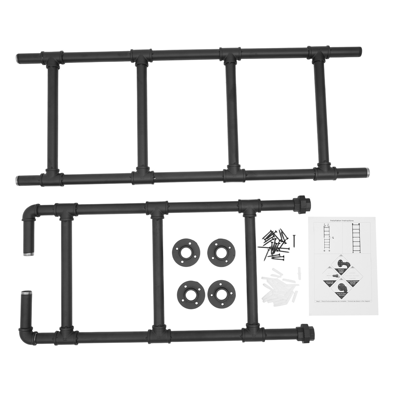 Bunk Bed Ladder 7-Step Ladder High Loft Attic Step Ladders Black Load 200KG