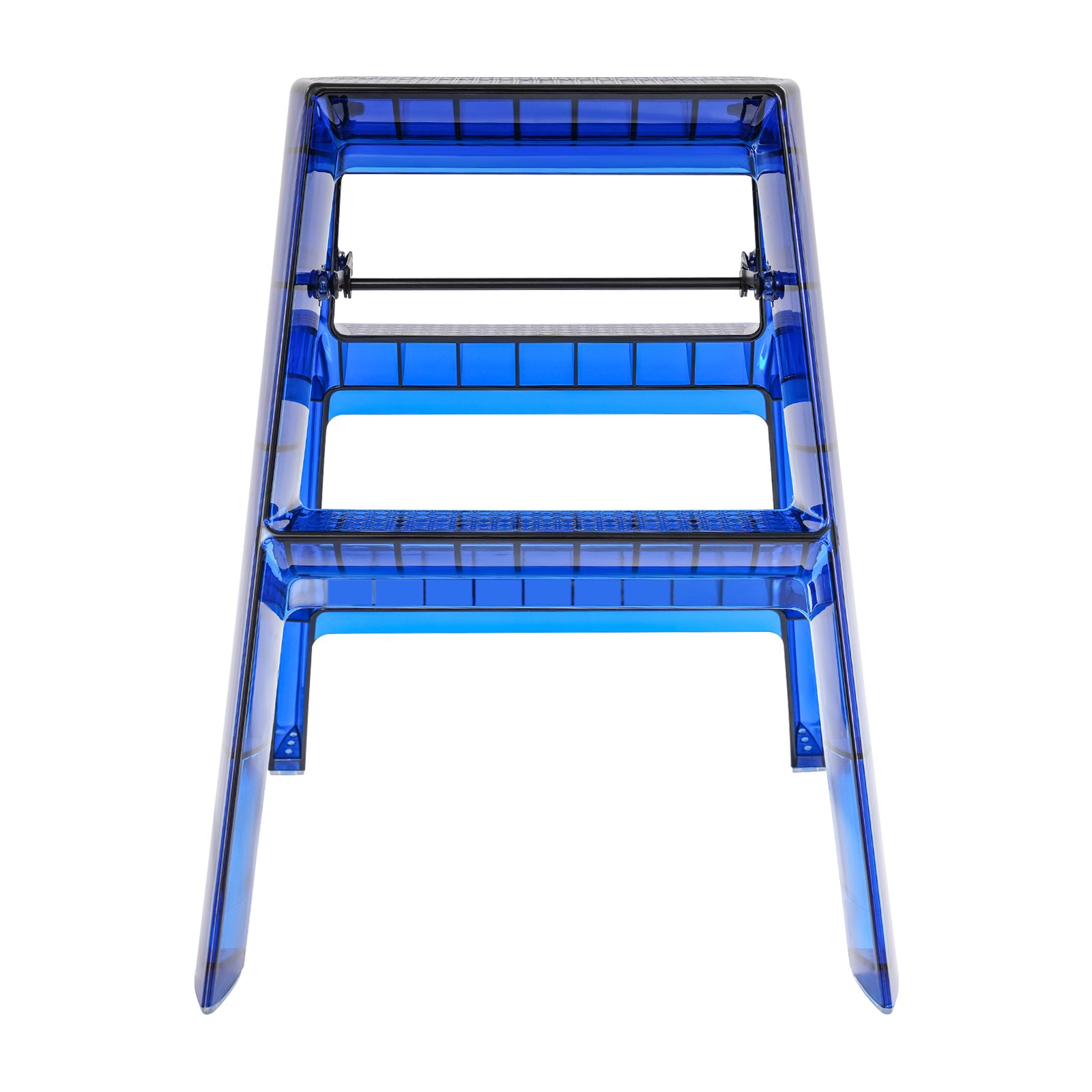 3-Step Folding Ladder Blue Household Portable Stepladder 330lbs Capacity Compact