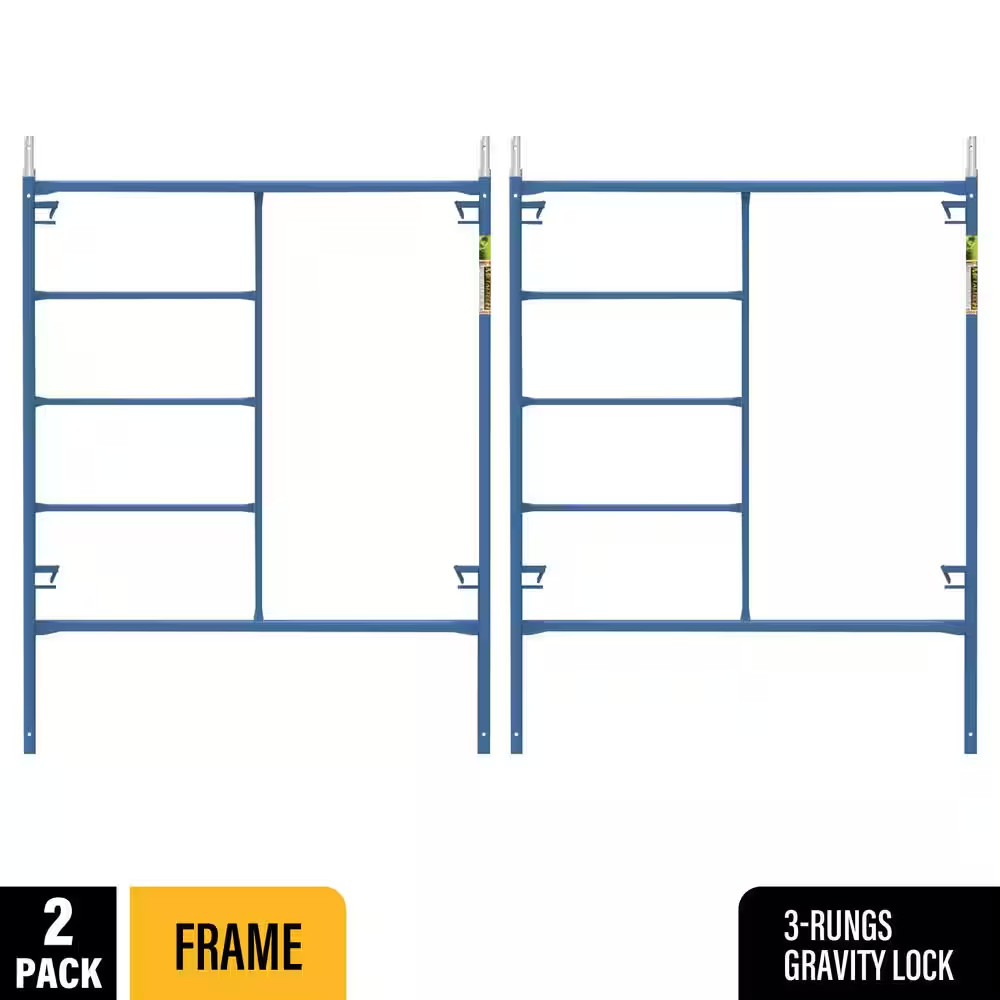 Saferstack Series 76 In. X 60 In. Blue Standard Mason Scaffold Frame, (2-Pack)