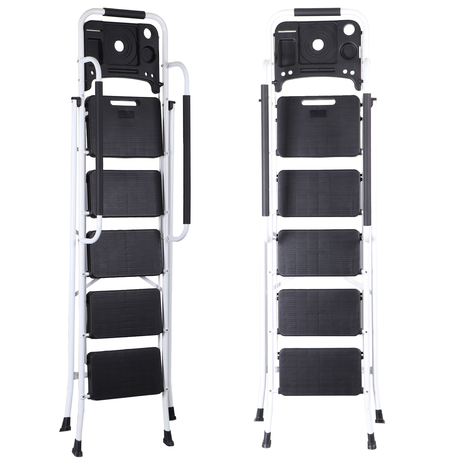 5-Step Ladder Folding Non-Slip for Kitchen/Closet/Garage Anti-Slip Pedal White