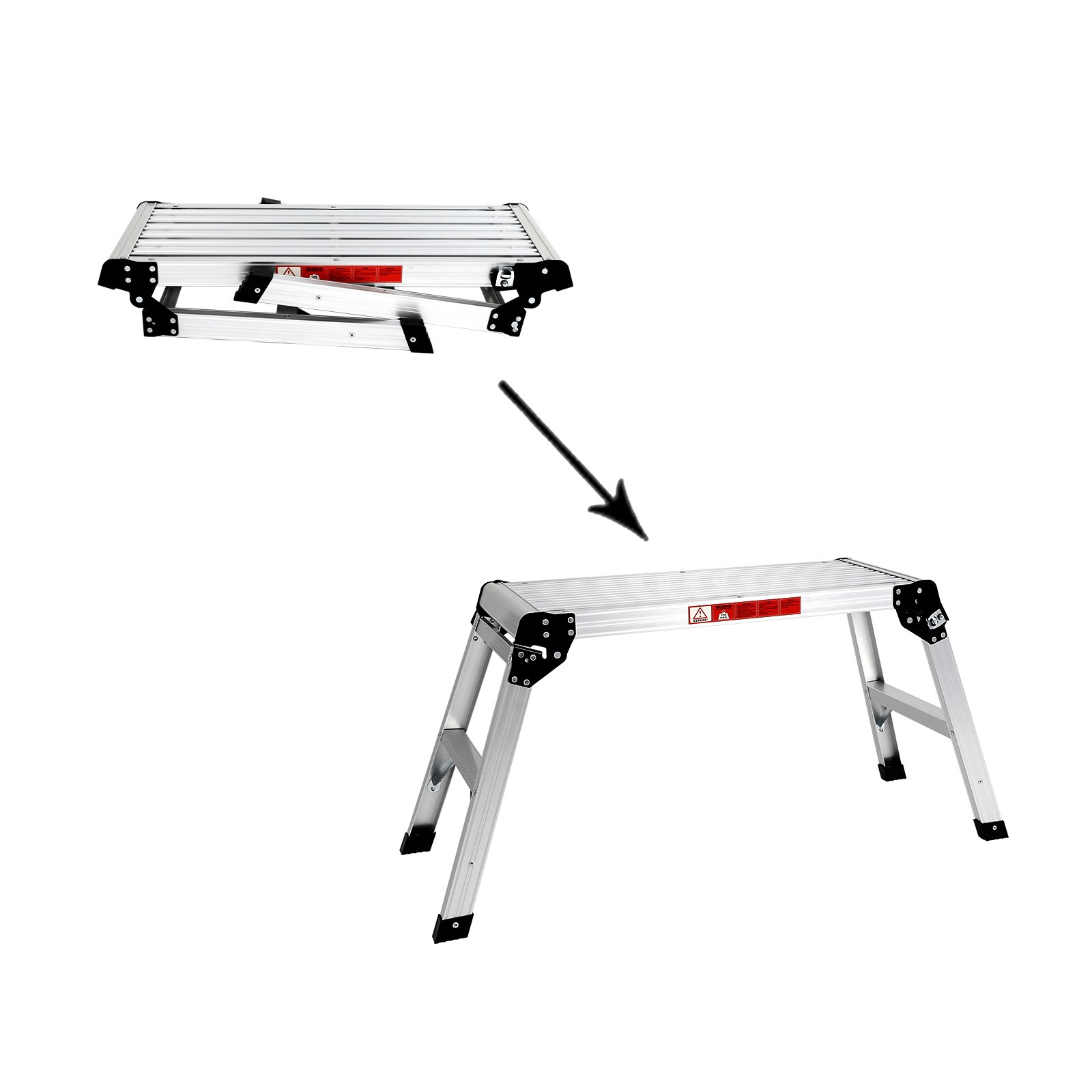 30″ Aluminum Step Folding Work Platform Drywall Ladder 330lbs Non-slip Bench