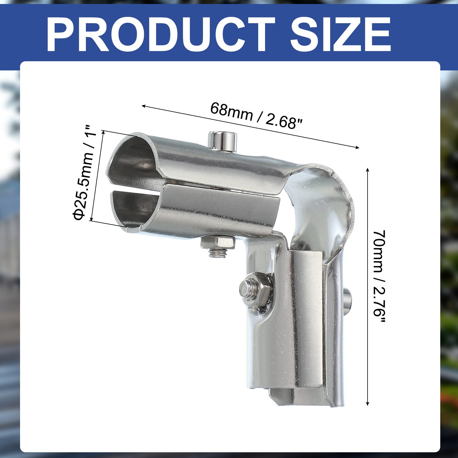 1″ 3 Way Pipe Clamp Connector, 2 Pcs L Shape Chain Fence Clamps, Silver