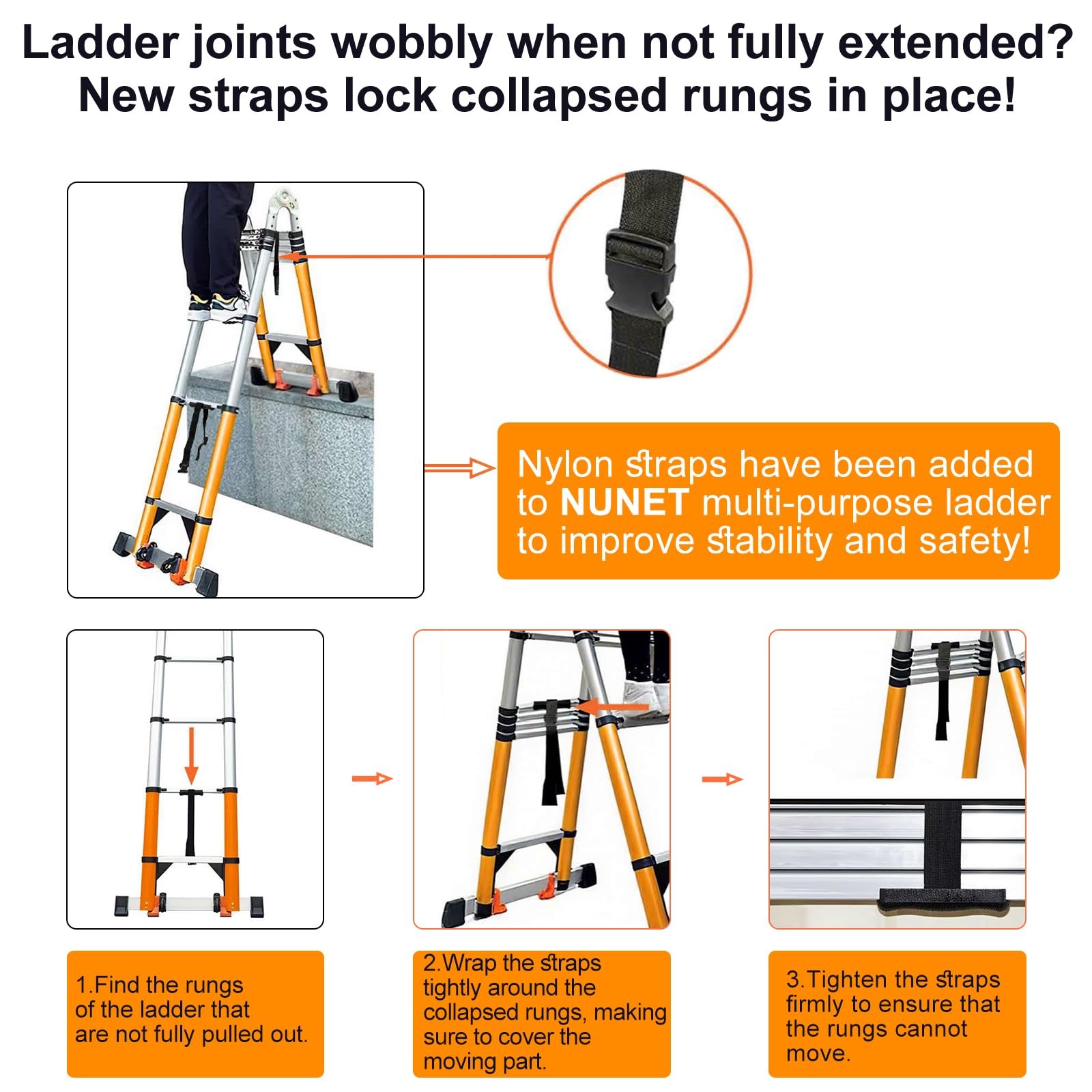18FT Telescoping Aluminum A-Frame Ladder – EN131 18ft A-frame, Yellow