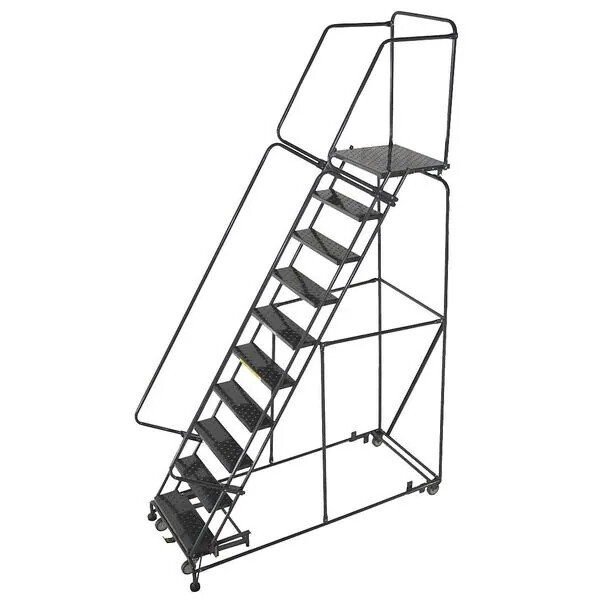 NEW! Ballymore 133 in H Steel Rolling Ladder, 10 Step Serrated, 450lb Load Cap!!