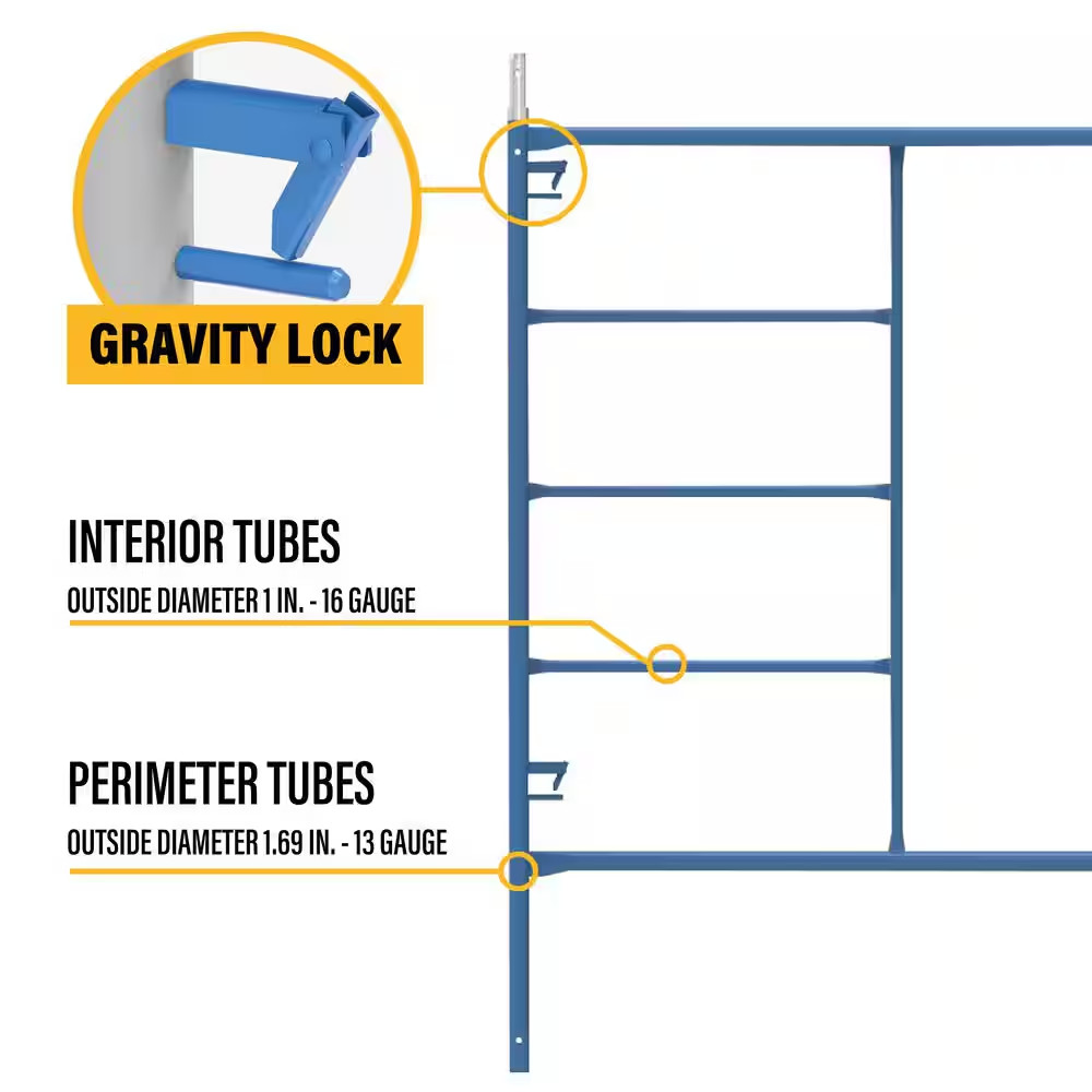 Saferstack 6.3 Ft. H X 5 Ft. W 1-Story Steel Mason Scaffold Frame Set with Coupl