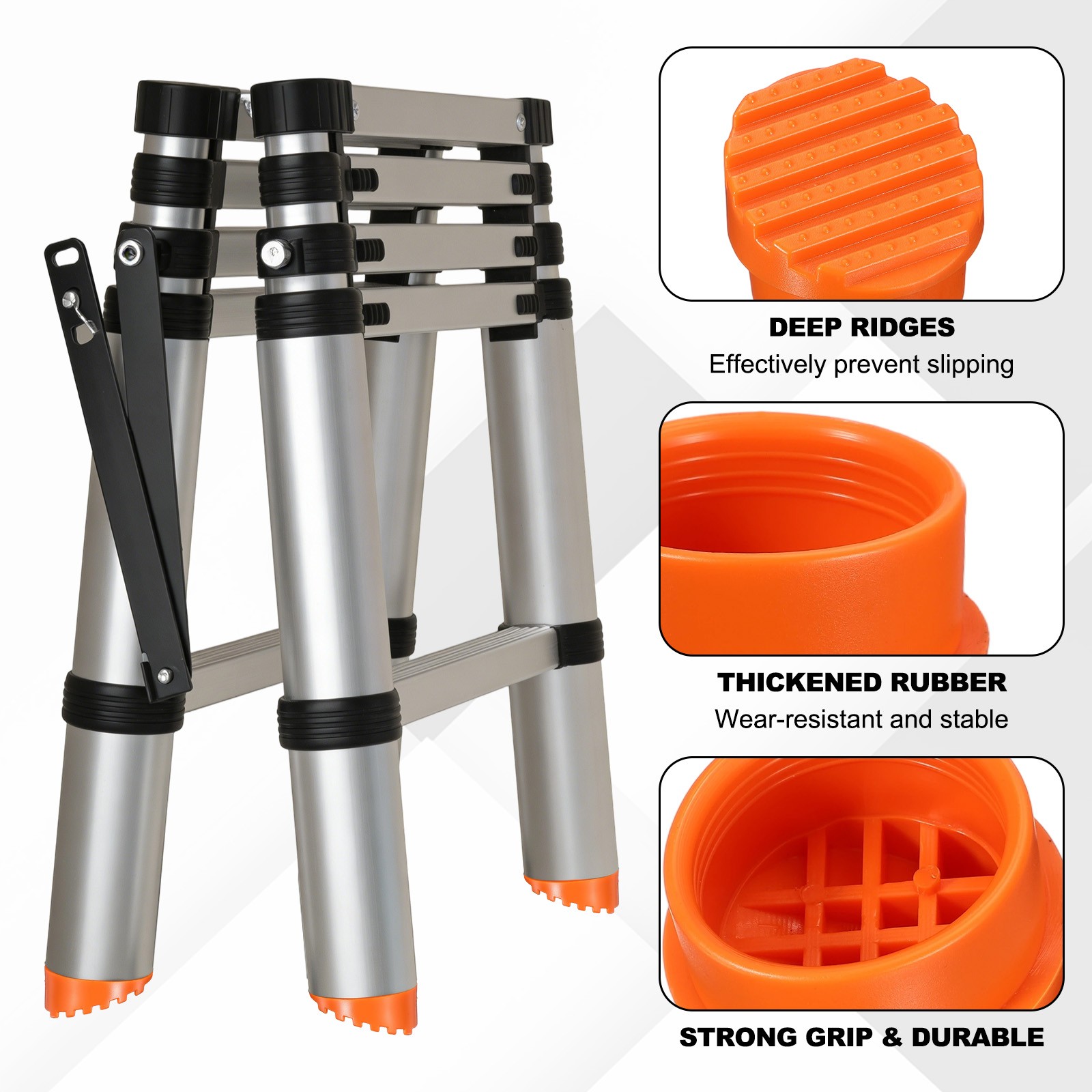 Ladder Non Slip Feet Mat (47mm ID) (2Pcs), Rubber Round Step Ladder Foot, Orange