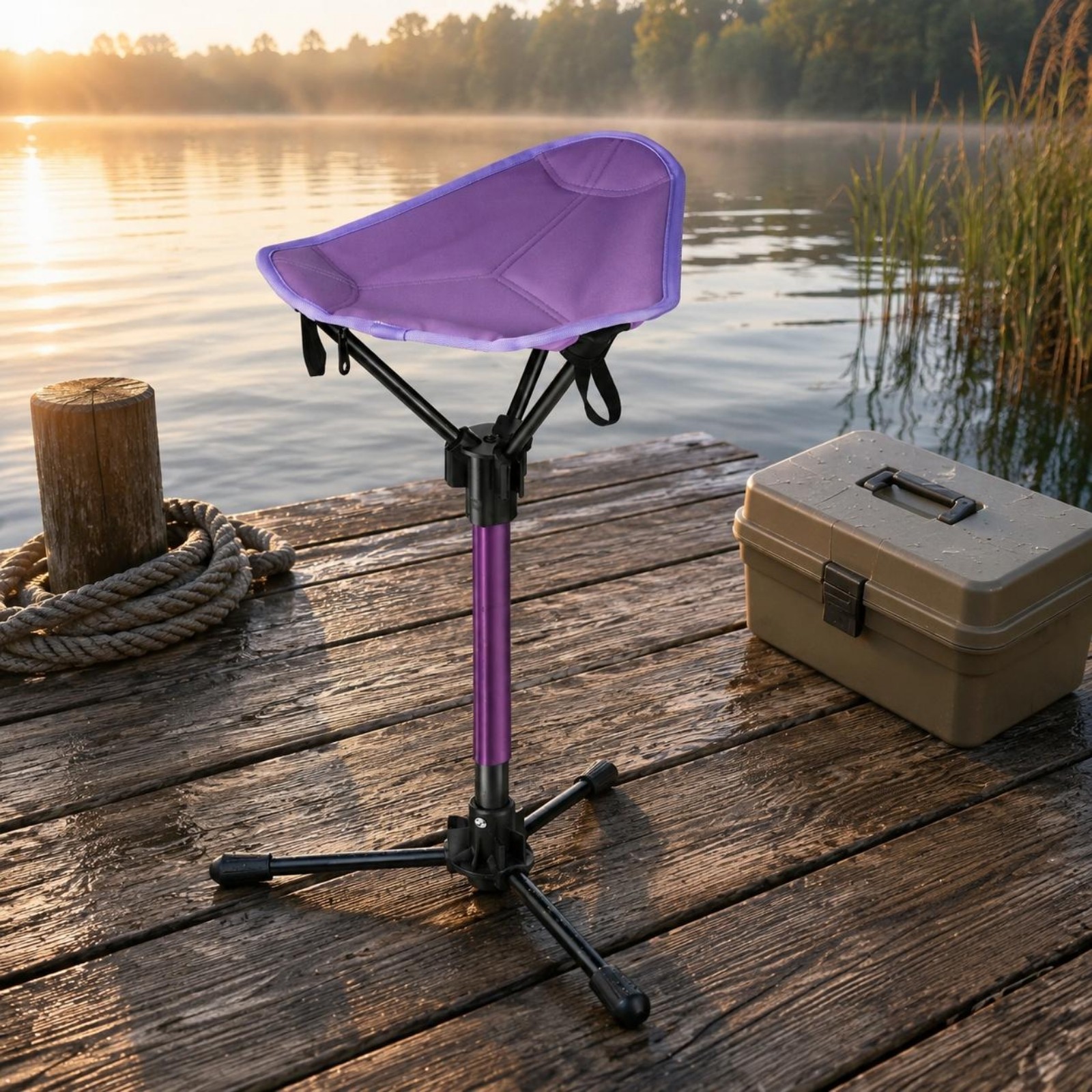 Telescopic Folding Stool Sturdy Portable Aluminum Camping Stool Lightweight