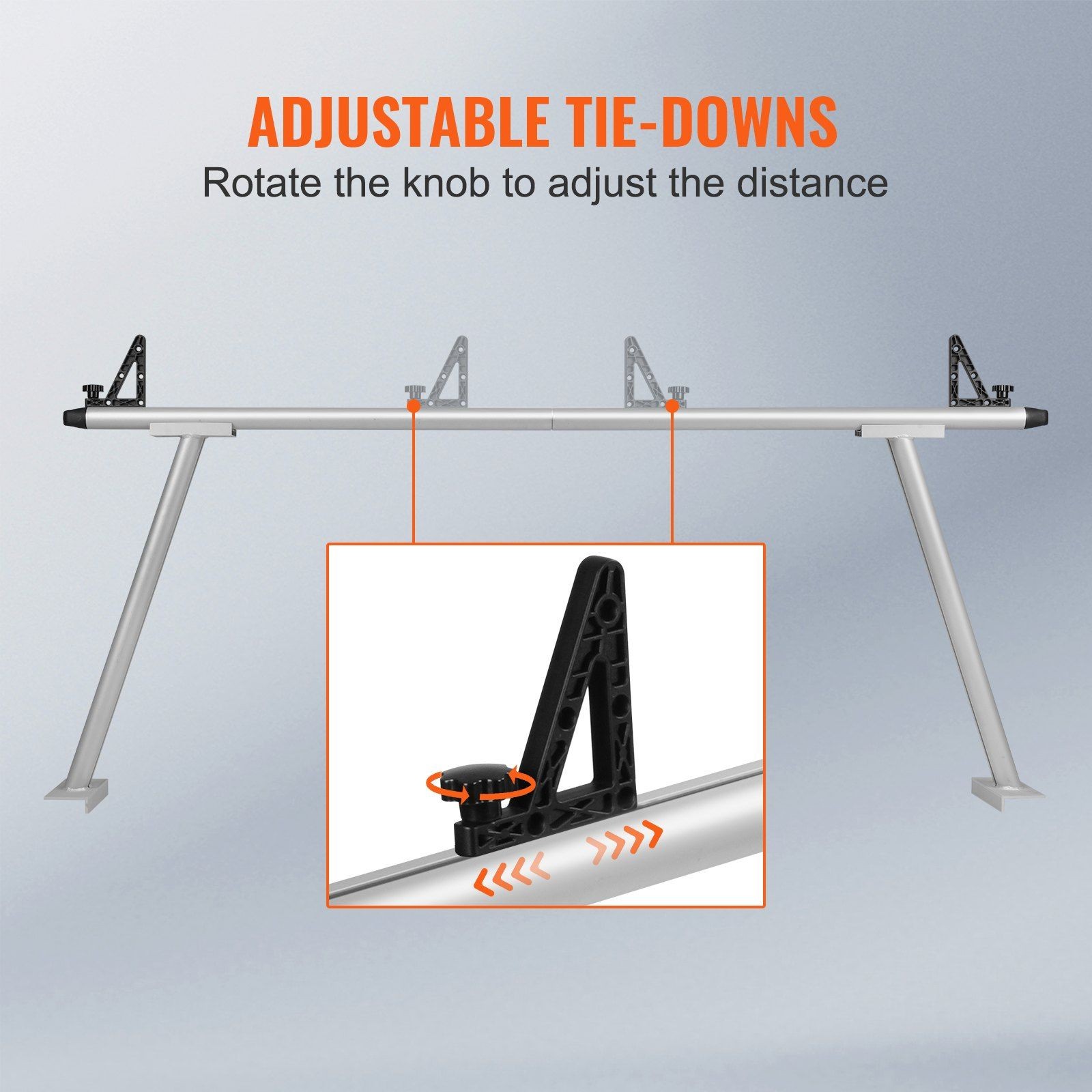 800lb Capacity 46-71in Extendable Steel Ladder Rack Truck Bed Mounted J-Bolt