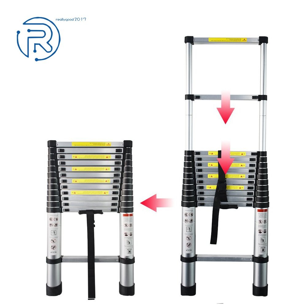 12.5ft Telescopic Step Ladder Aluminum Multi Purpose Extension Ladder Heavy Duty