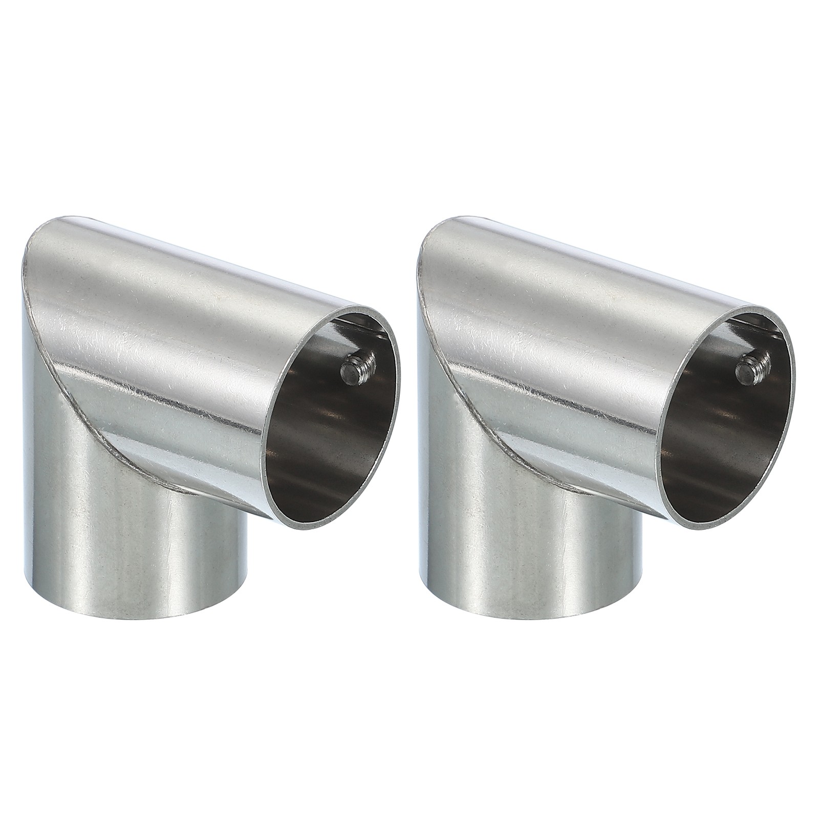 1″ 2 Way Pipe Clamp Connector, 2 Pcs L Shape Chain Fence Clamps, Silver
