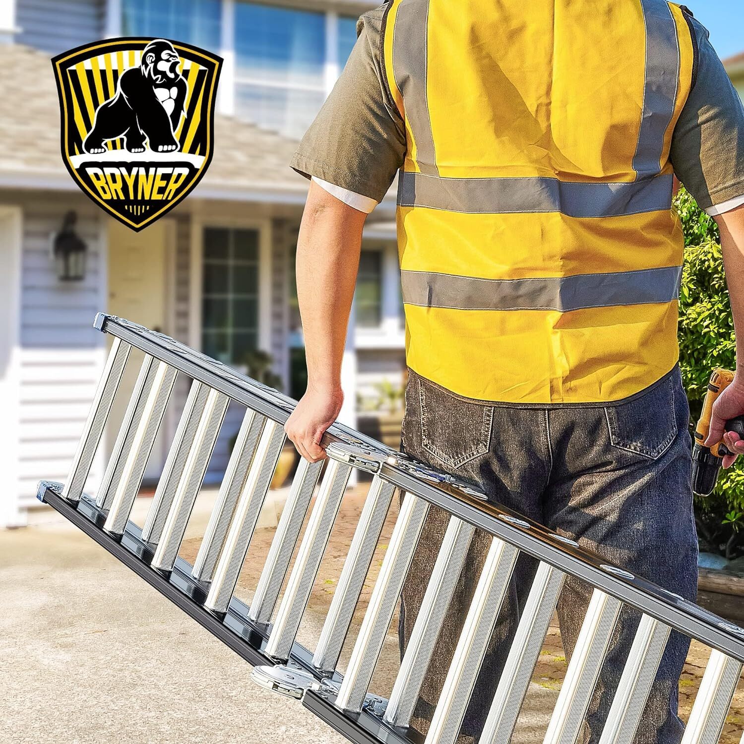 Bryner Folding Step Ladder,19.6ft,7 in 1 Multi-Purpose Folding Adjustable 330lbs
