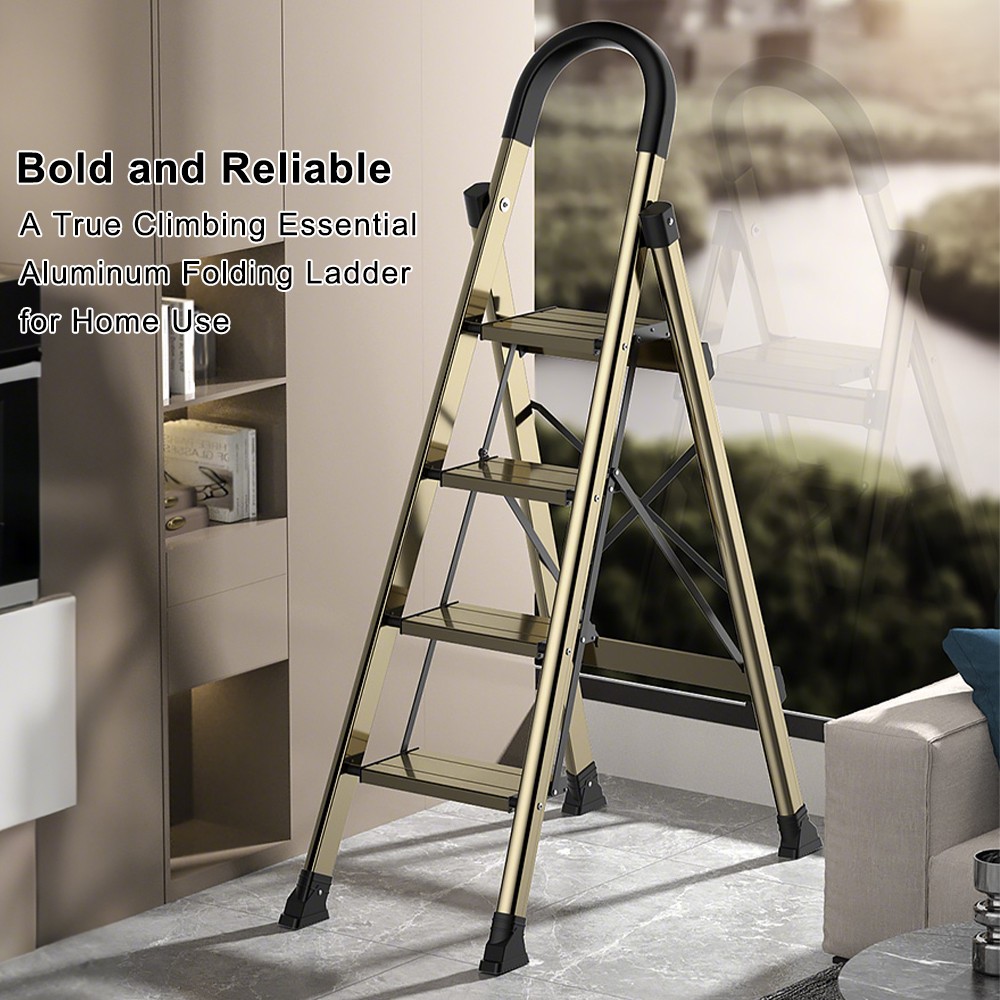 🔥Portable Folding Step Stool with Anti-Slip Sturdy and Wide Pedal 4 Step Ladder