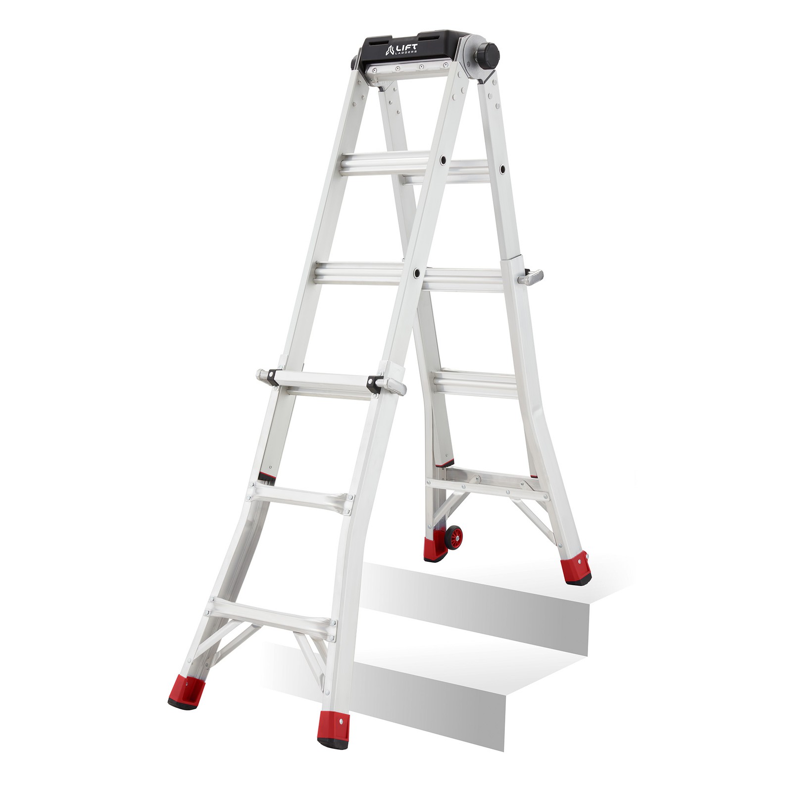 Lift Ladders 15 Foot Reach Multi Position Aluminum Step Ladder, 300 lb Capacity