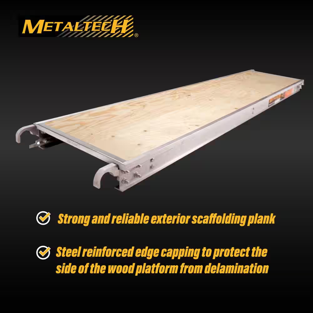 7 Ft. L X 19 In. W Aluminum Scaffold Platform W/ 5/8 In. Plywood Plank, Reinforc