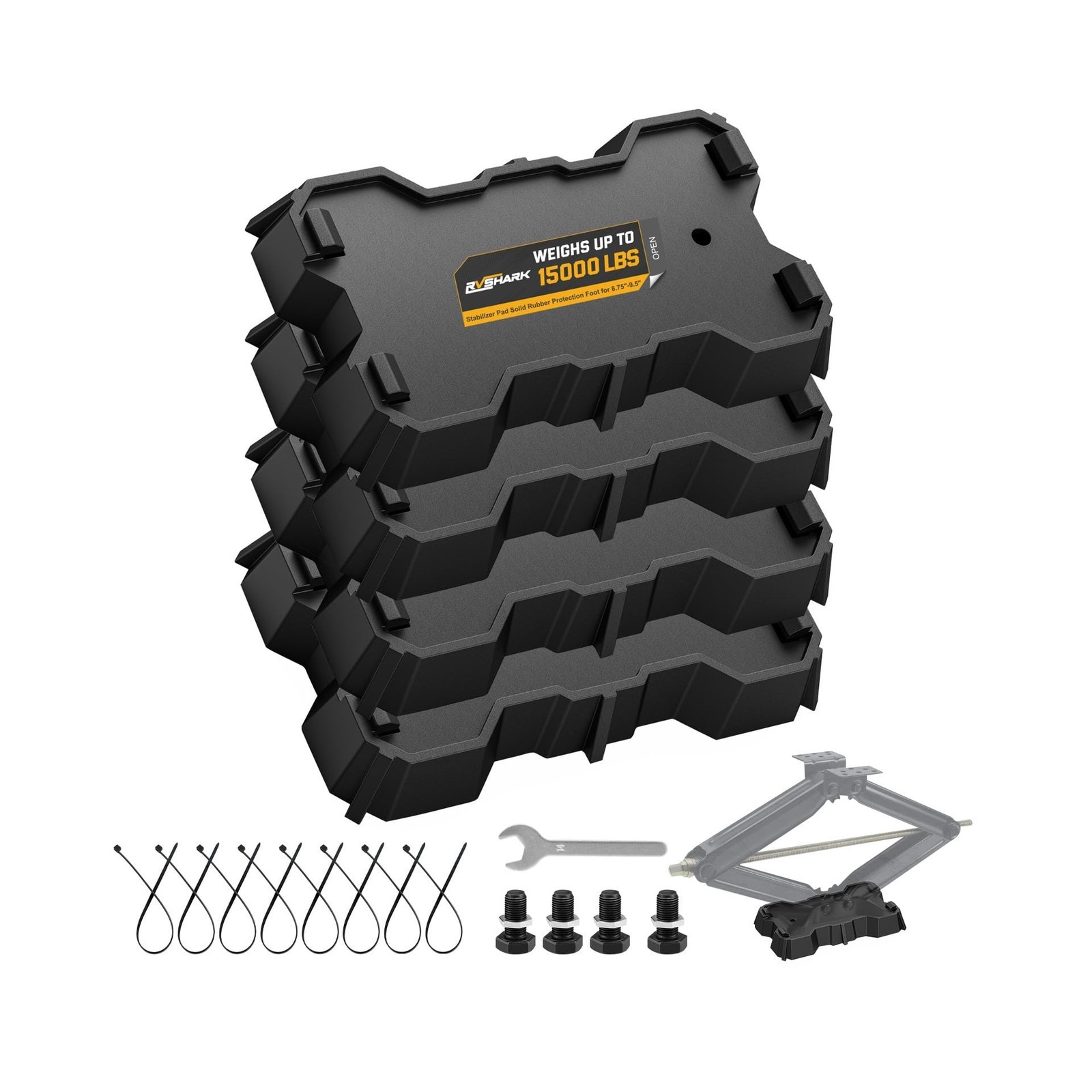 4 Packs RV Stabilizer Jack Pads, 15000 lbs Heavy Duty Leveling Blocks for 8.7…