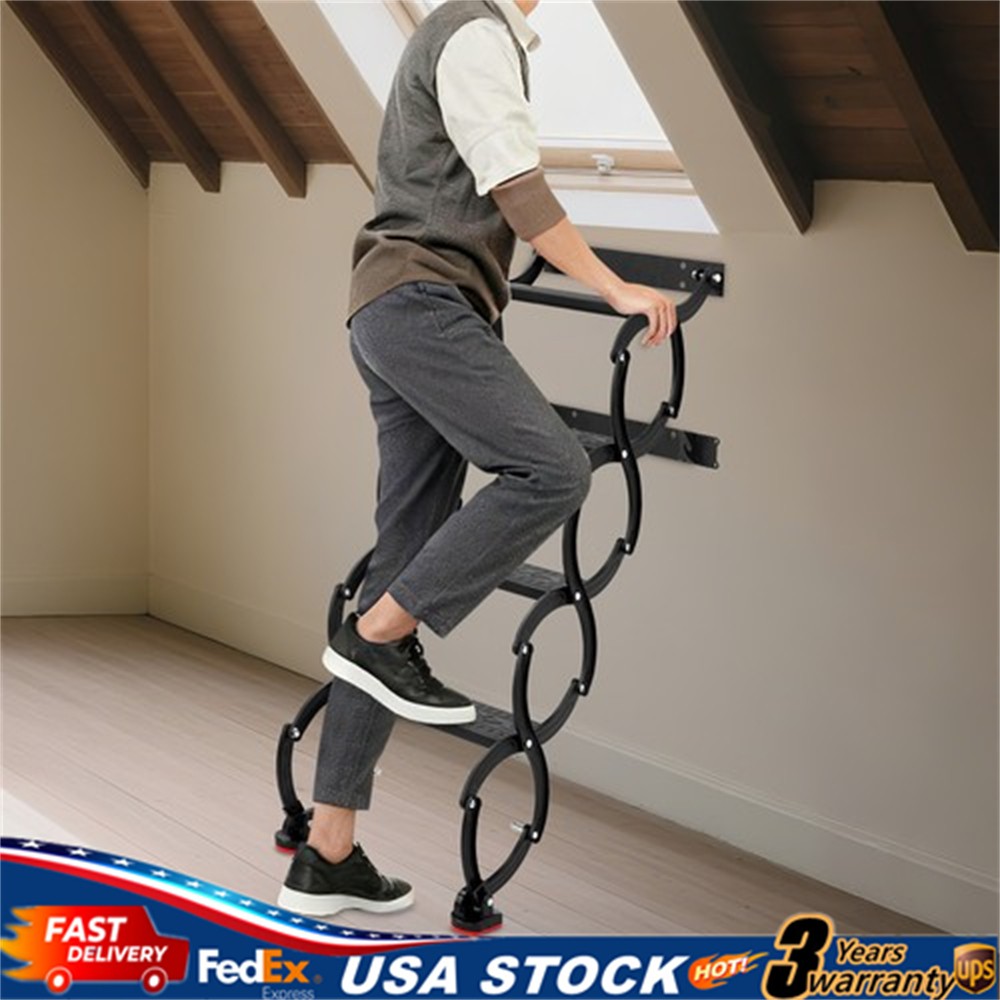 4Step Retractable Folding Stairs Camping Staircase Pull-Down System Attic Ladder