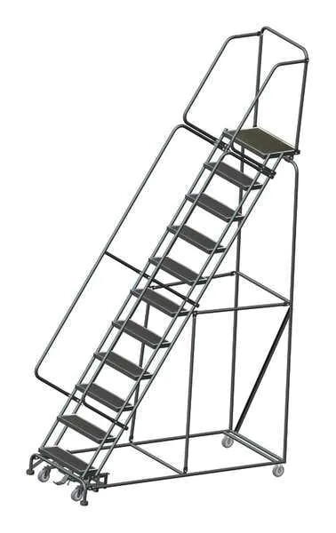 NEW! Ballymore 143 in H Steel Rolling Ladder, 11 Steps, 450 lb Load Cap!!