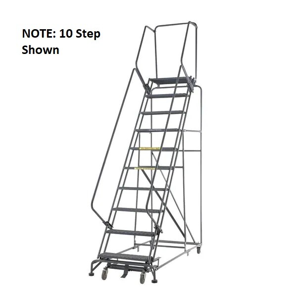 NEW! Ballymore 103 in H Steel Rolling Ladder, 7 Steps, 450 lb Load Cap!!