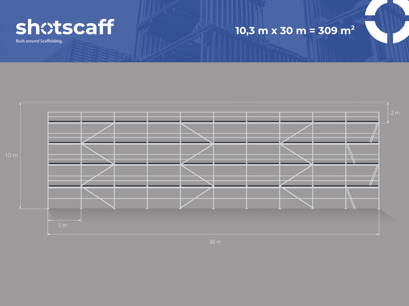 NEW 312 m² no used steel scaffolding Scaff 74 Skele