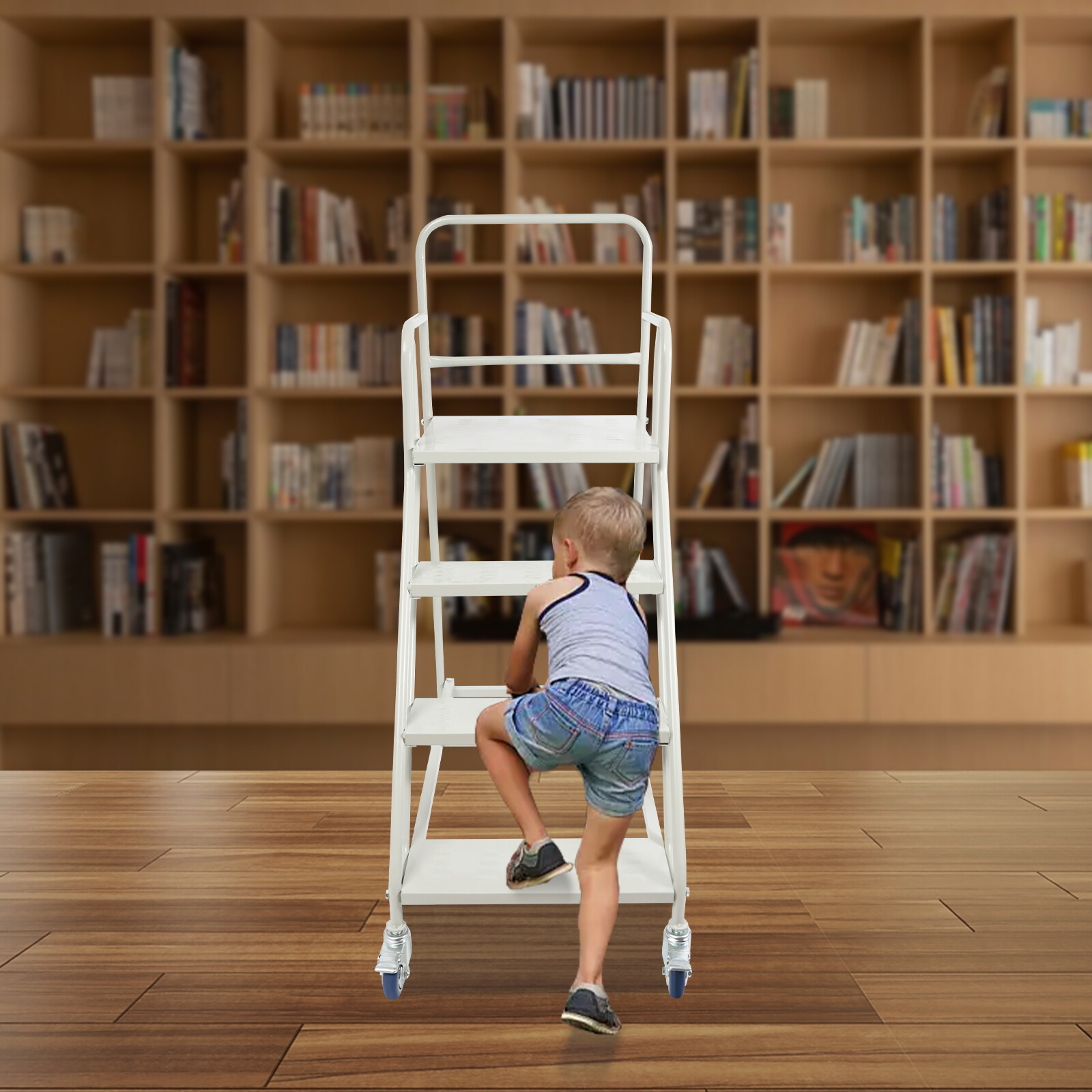 400kg 4 Step Rolling Stair Industrial & Warehouse Stair Ladder Floor Standing