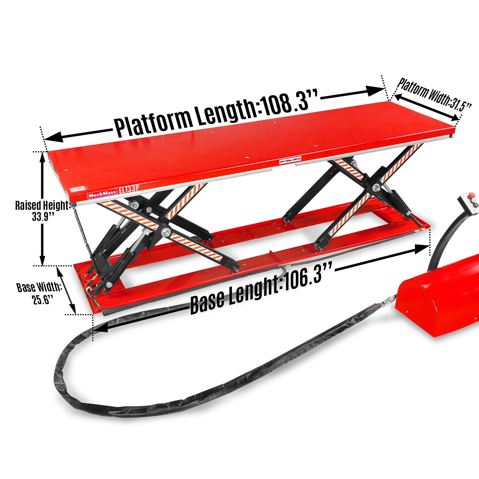 MechMaxx 3300lb Capacity Electric Hydraulic Double Scissor Lift Table, ELT33P