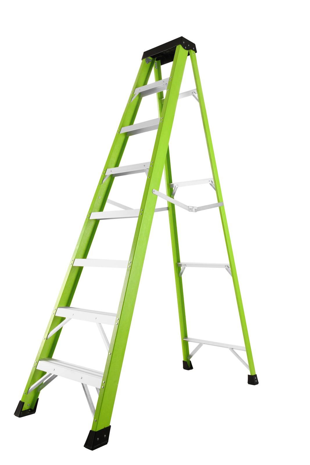 Green 7 Steps Fiberglass Ladder 330LBS Load Tool Tray for Home & Job