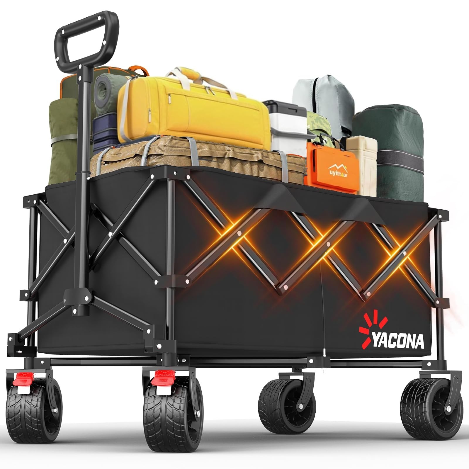 Extra Large Collapsible Wagons Carts Foldable, 450lbs Heavy Duty Folding Beac…