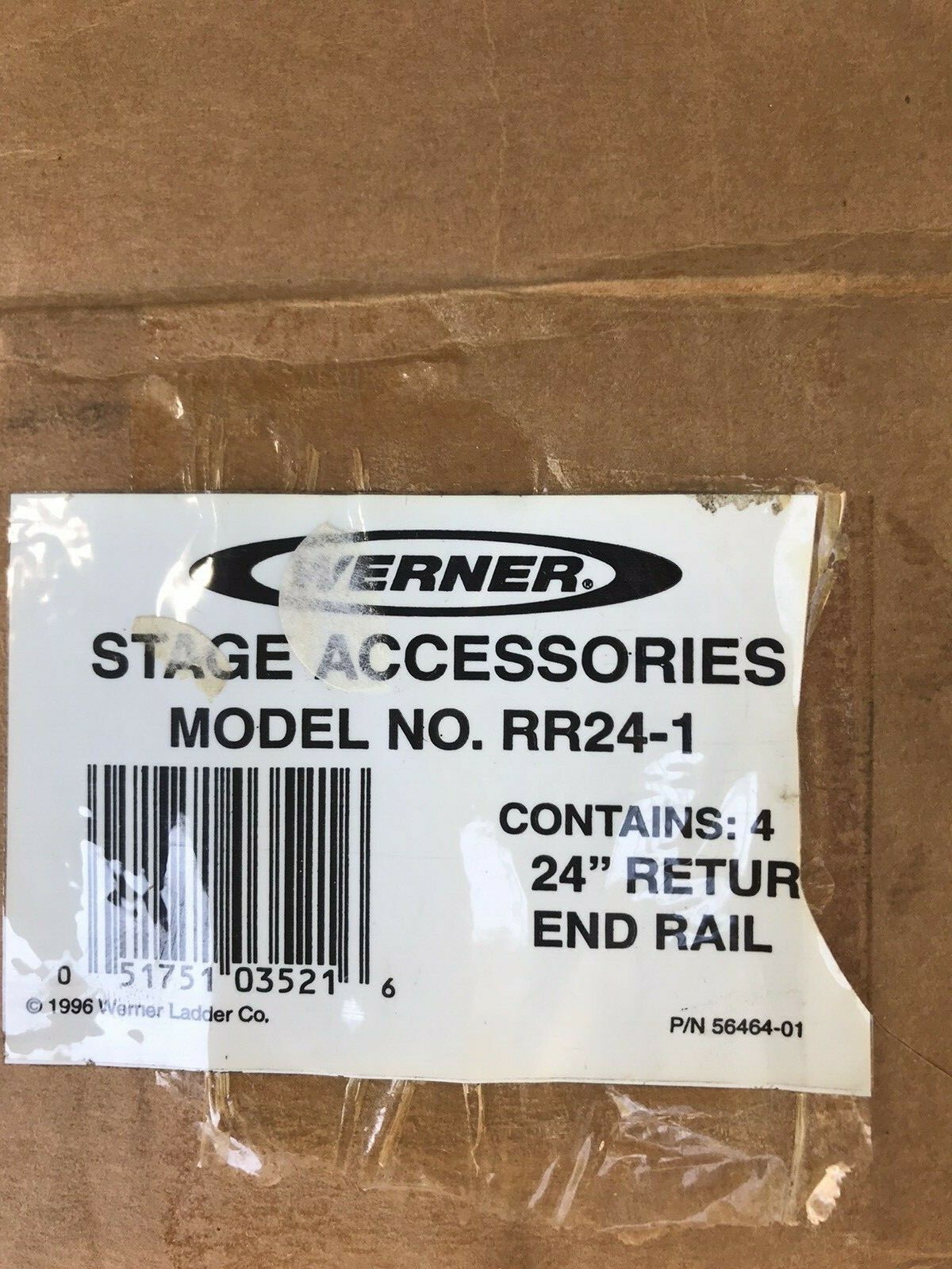 WERNER # RR24-1 RETURN END RAIL ASSEMBLY (4) FOR GUARD RAILS ON ALUMINUM STAGE