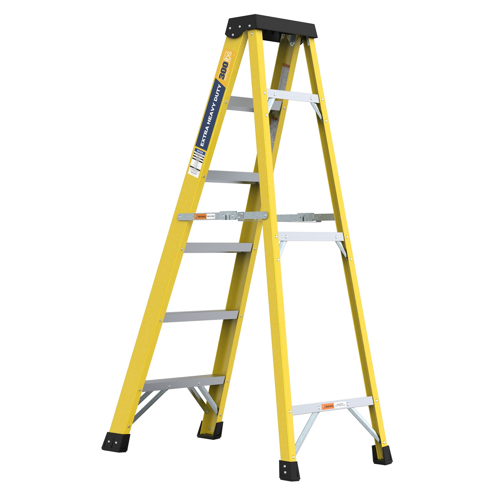 6 Step Fiberglass Reinforced Single Side Ladder Lightweight Access Ladder Yellow