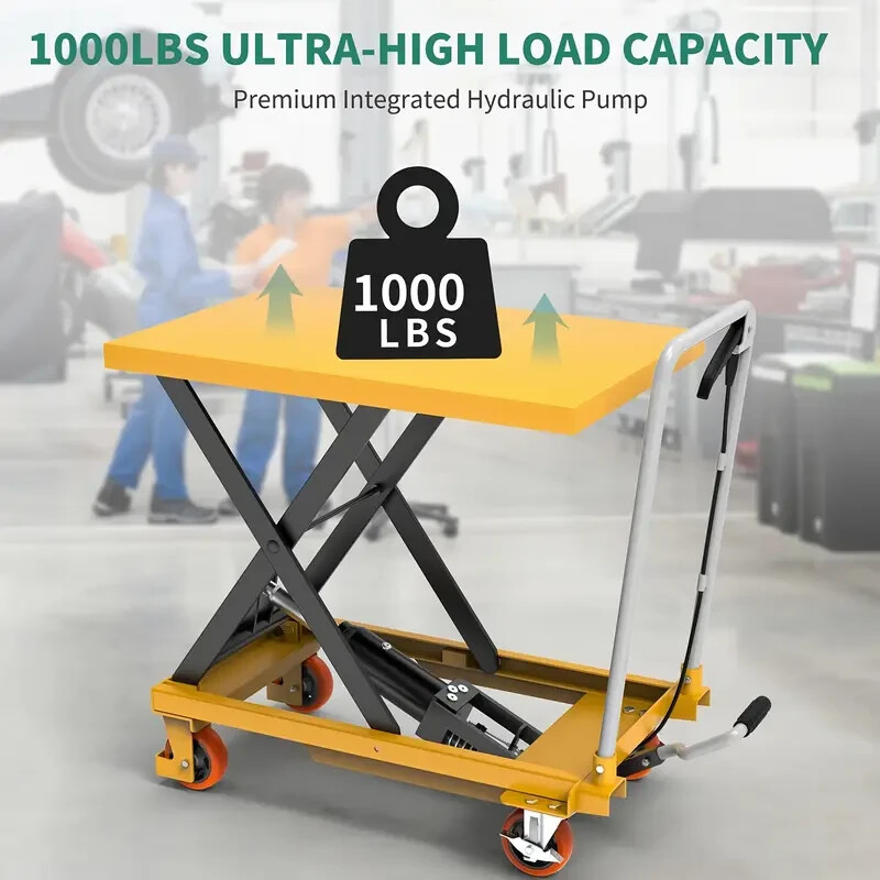 Yitahome 1000 lbs Single Scissor Hydraulic Lift Table Cart with Locking Wheels