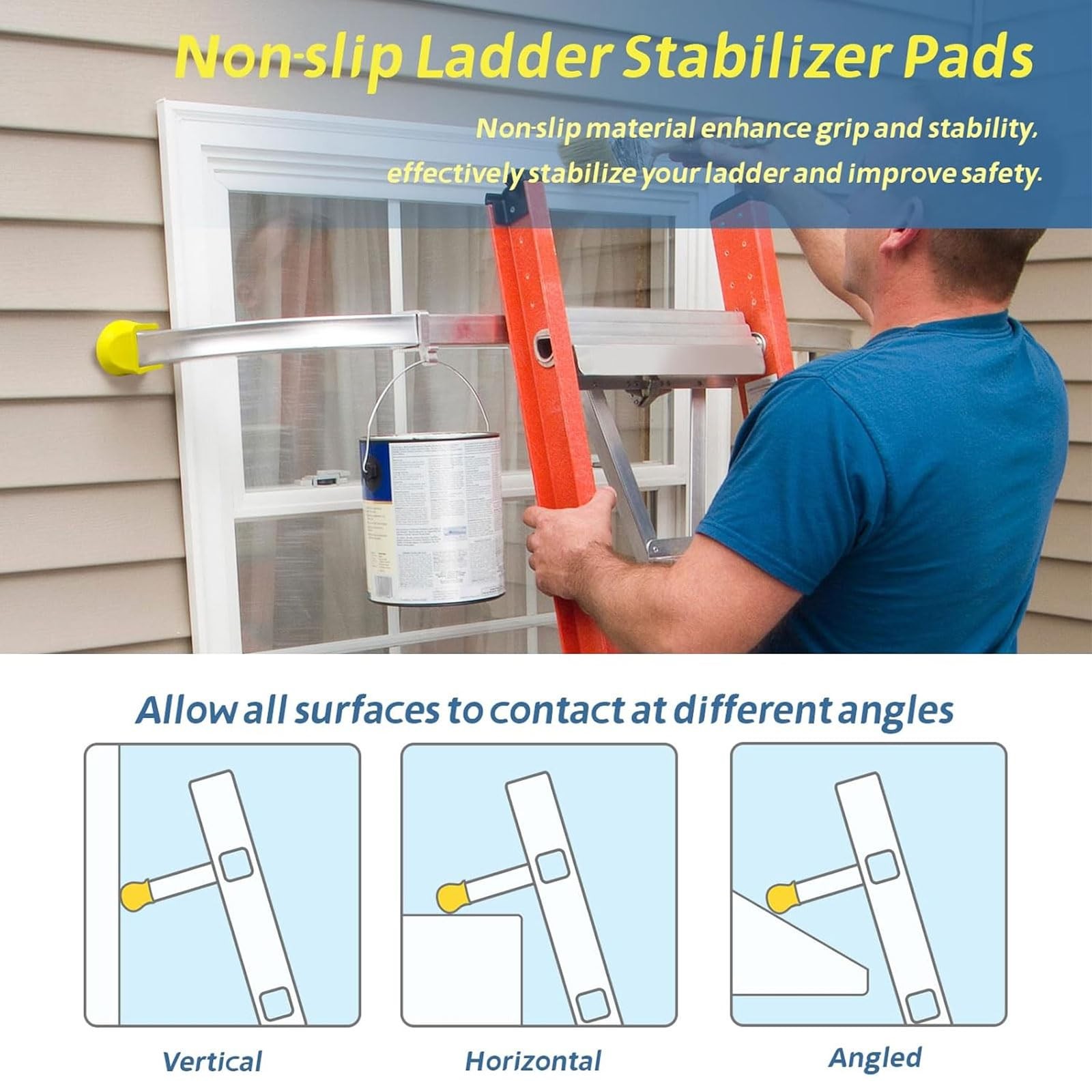 Ladder Stabilizer Bumpers Fit for Werner Extension 4 Pack, Yellow