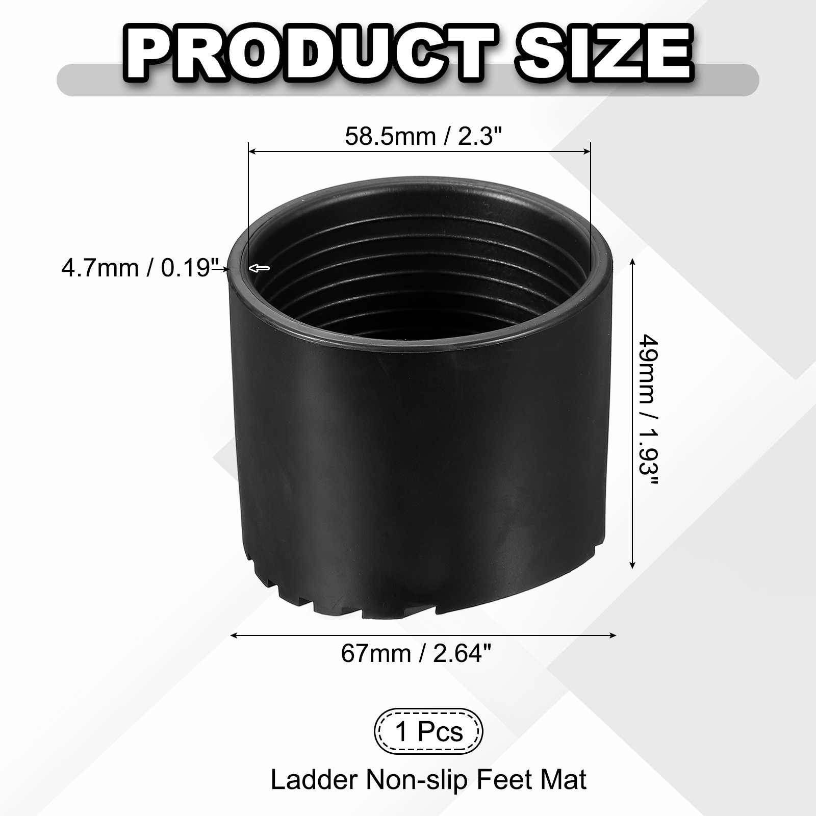 Ladder Non Slip Feet Mat (58.5mm ID), Rubber Round Step Ladder Foot