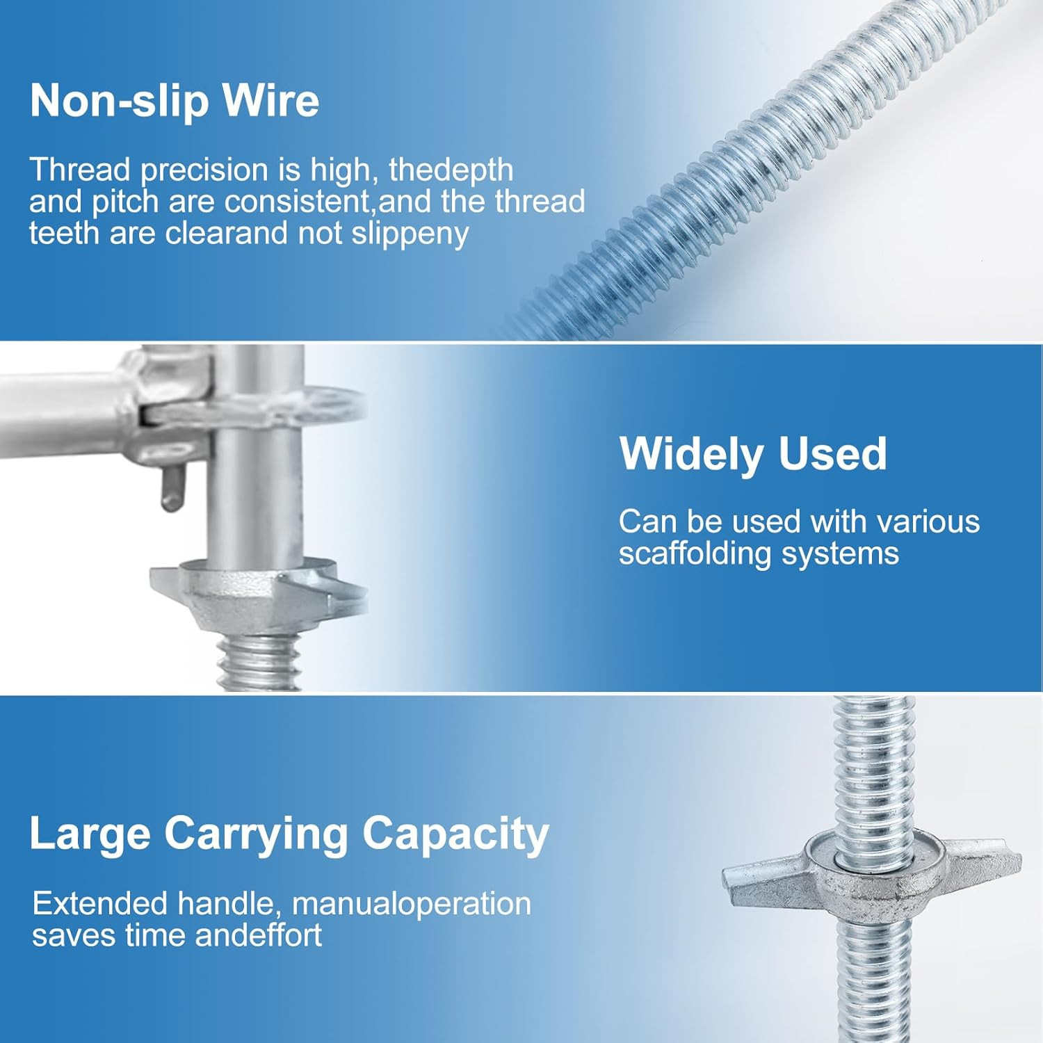 18″ Scaffold Adjustable Leveling-Jack Parts – Galvanized Solid Threaded Rod Sca