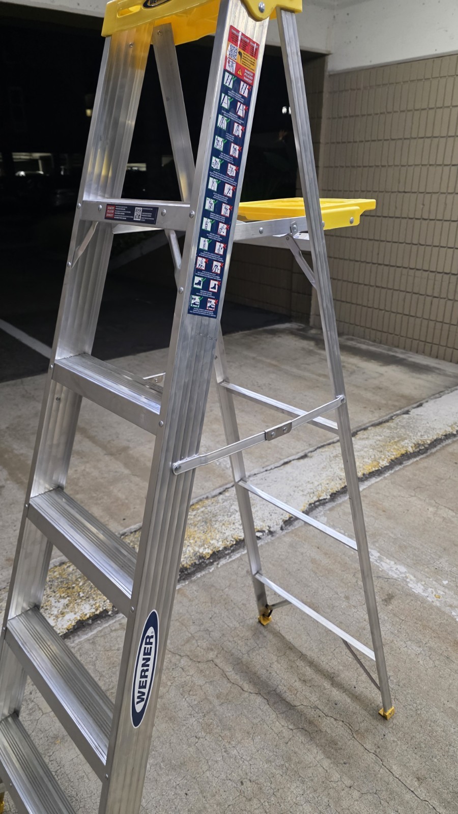 Werner 366 Mk 22 Aluminum Step Ladder 6ft Folding Yellow Top