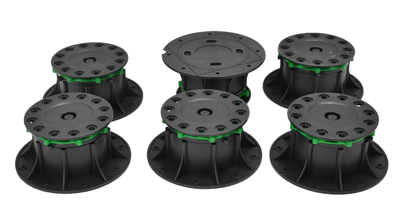 Lot of 6 Pedestals Adjustable Floor Raising Polypropylene 3-5/8″ To 7-1/4″