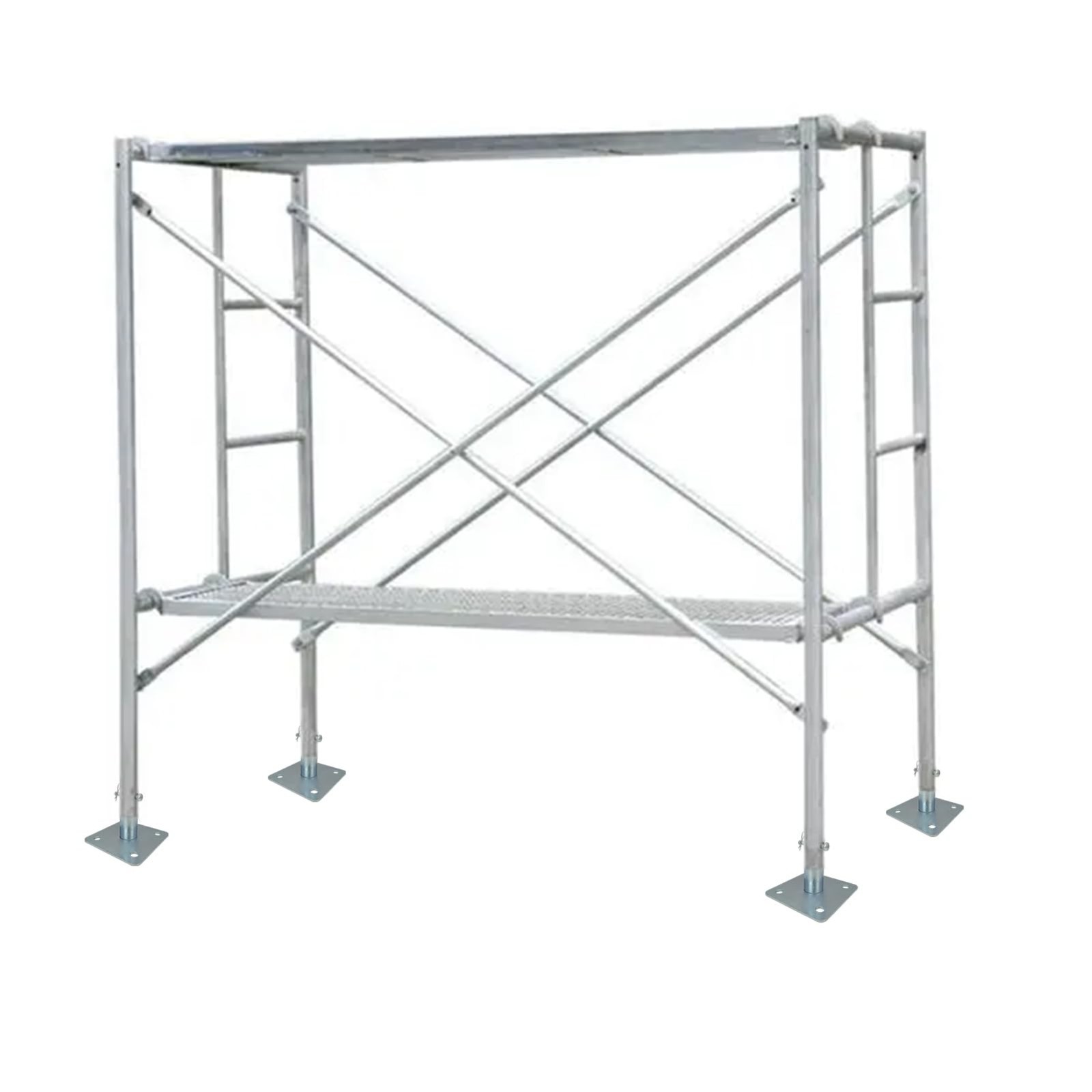 4 PCS Galvanized Scaffold Base Plates with Pins for Baker Style Scaffolding