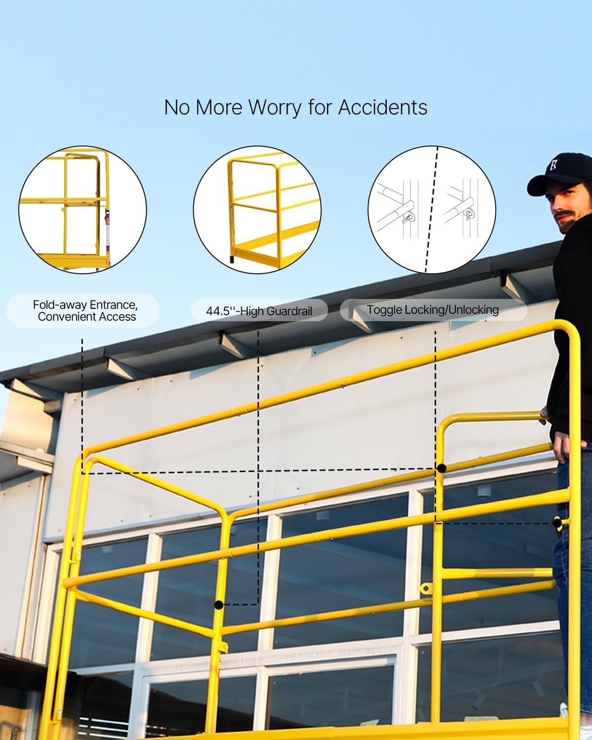 6FT Scaffolding Safety Guardrail – Rustproof Carbon Steel for High-Altitude Work