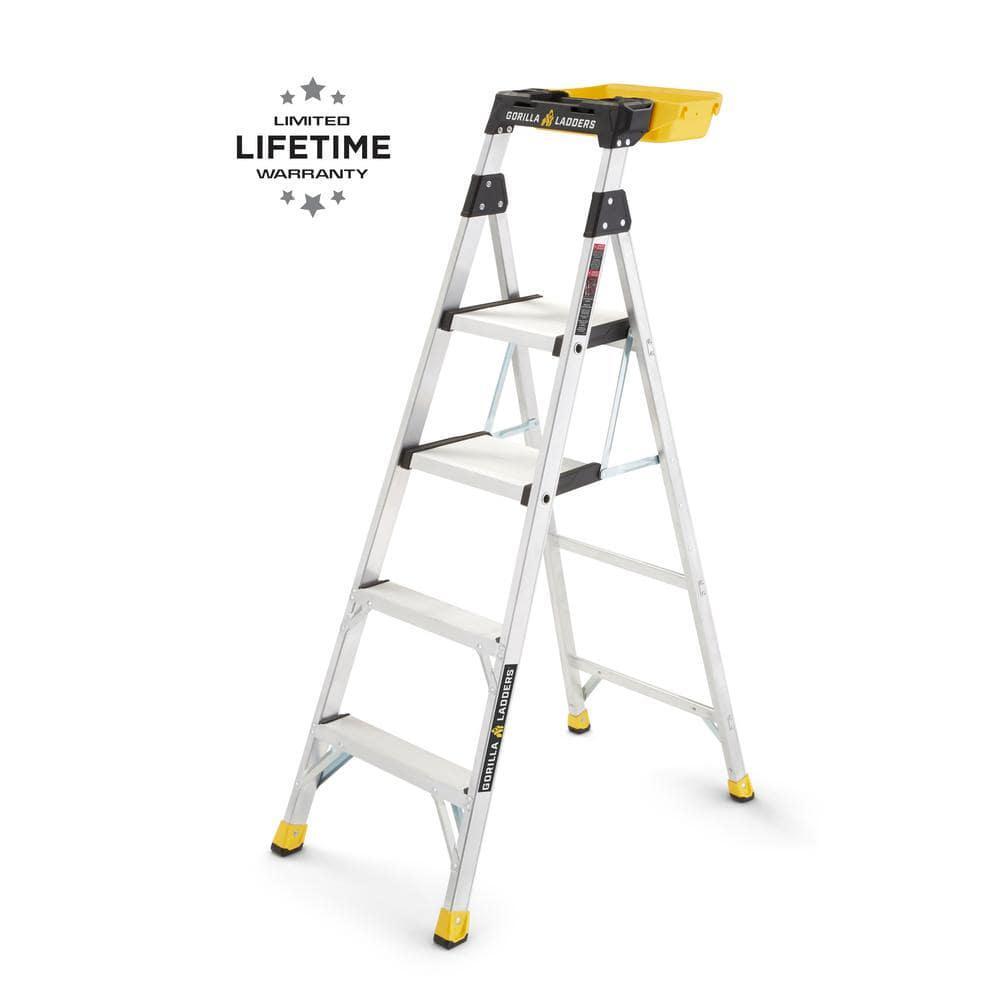 Ladder 5.5 ft. Aluminum Dual Platform Heavy-Duty Project Bucket 10 ft. Reach